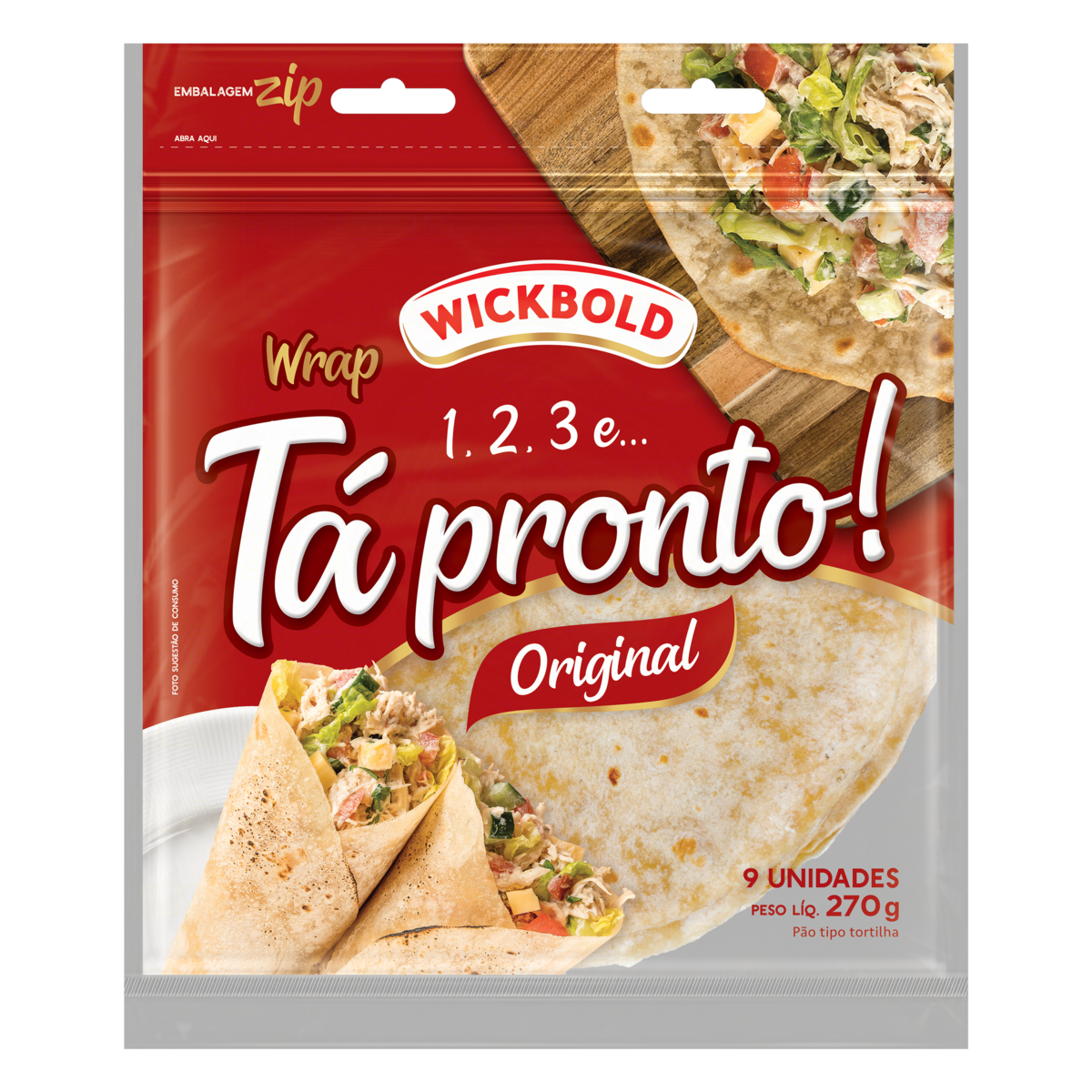 P&atilde;o Tortilha Wrap Original Wickbold T&aacute; Pronto! Pouch 270g