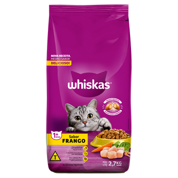 Alimento para Gatos Adultos 1+ Frango Whiskas Pacote 2,7kg