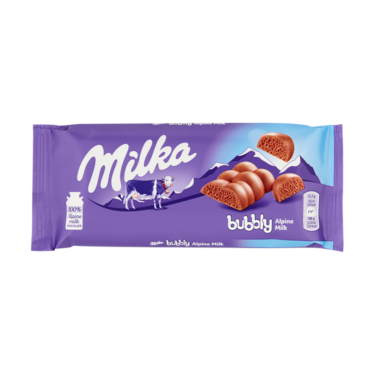Barra de Chocolate ao Leite Bubbly Milka 90g