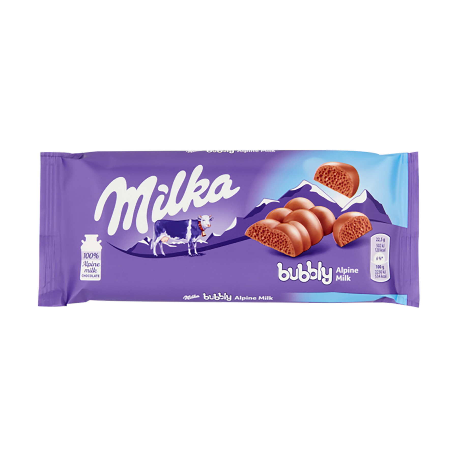 Barra de Chocolate ao Leite Bubbly Milka 90g