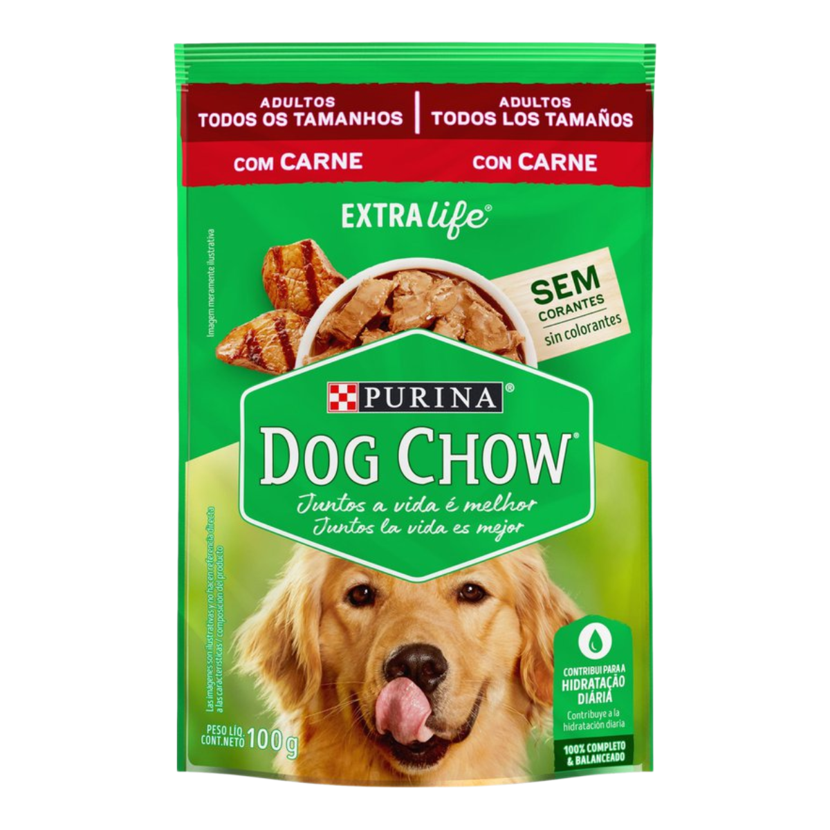 Alimento para C&atilde;es Carne Purina Dog Chow Sach&ecirc; 100g