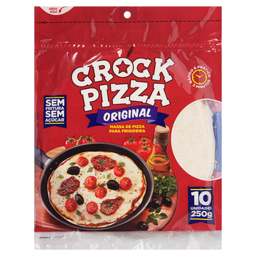 Massa para Pizza de Frigideira Original Zero Açúcar Crock Pizza Pacote 250g 10 Unidades