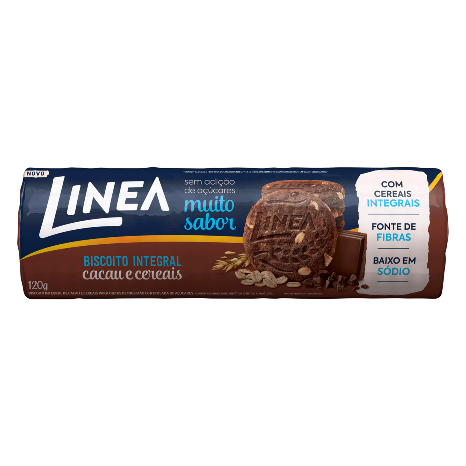 Biscoito Integral Cacau e Cereais Linea Pacote 120g