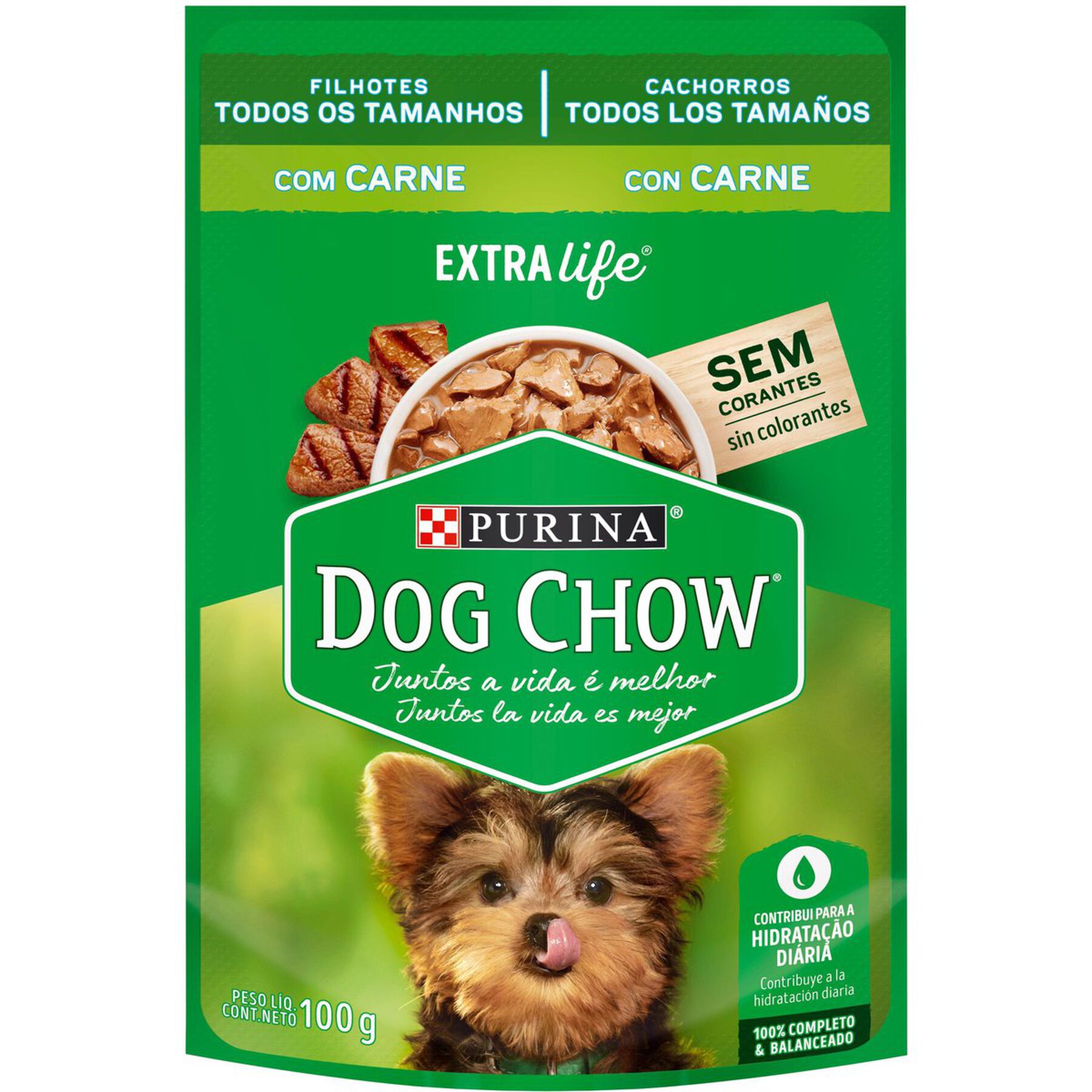 Ração Úmida Cães Filhotes Carne Dog Chow Sachê 100g