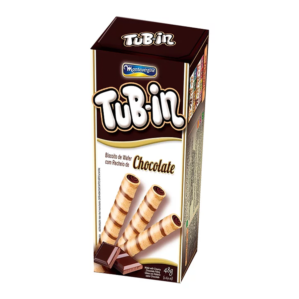Biscoito Wafer Recheado Tub-in Chocolate Montev&eacute;rgine 48g