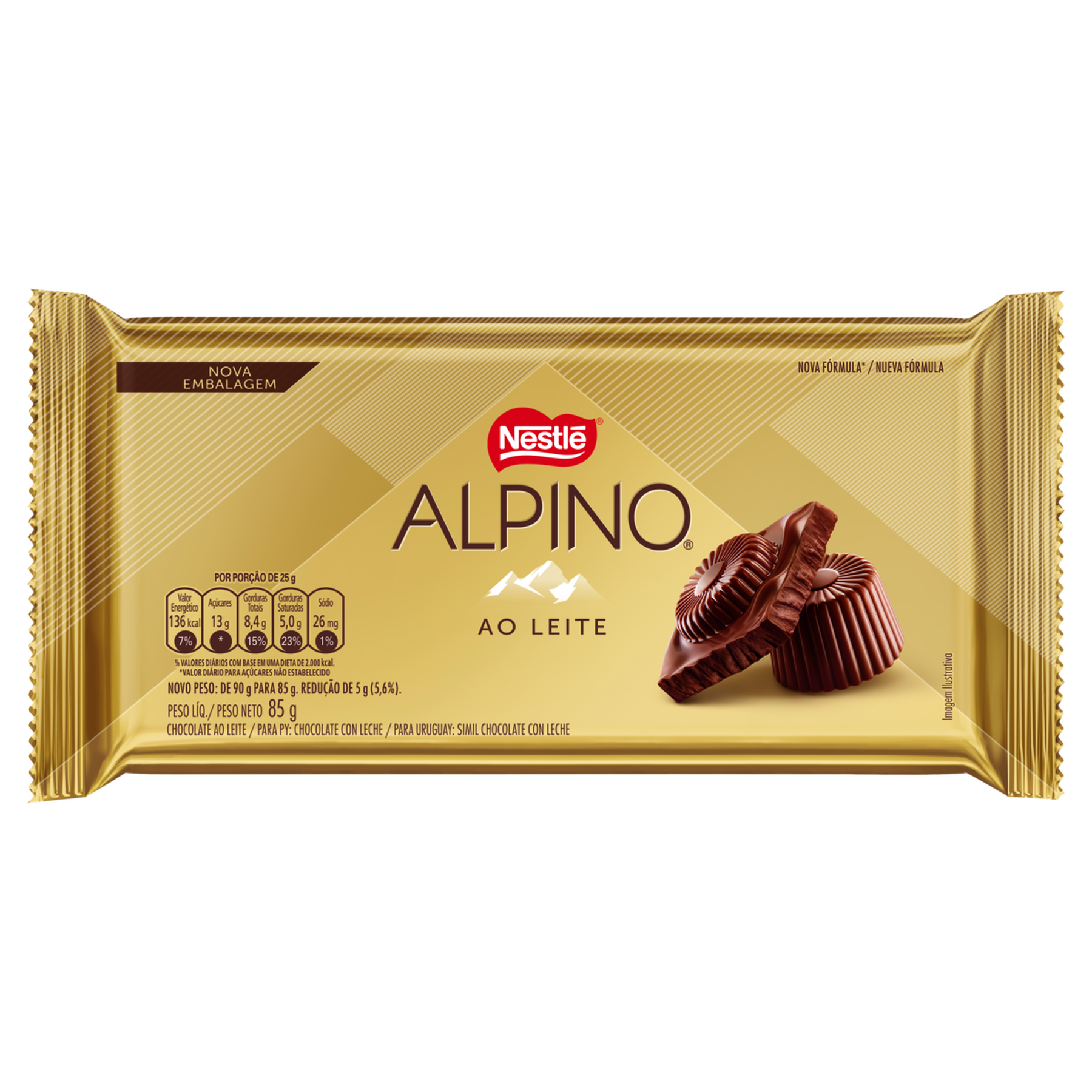 Chocolate ao Leite Alpino Nestlé Pacote 85g