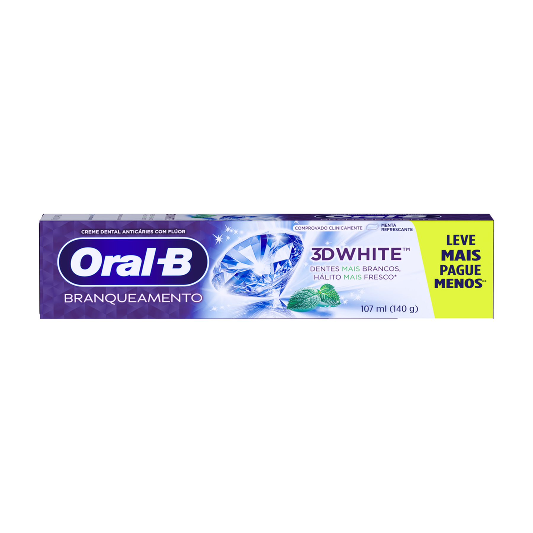Creme Dental Branqueamento Menta Refrescante Oral-B 3D White Caixa 140g Leve Mais Pague Menos