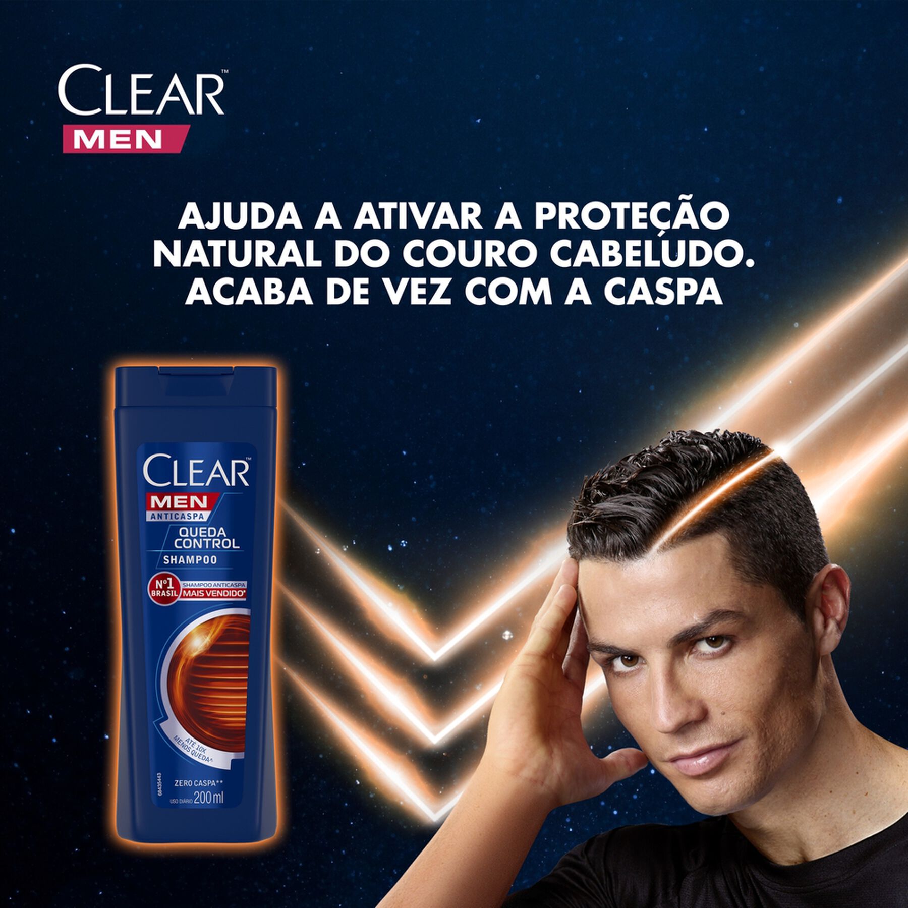 Shampoo Anticaspa Clear Men Queda Control Frasco 200ml