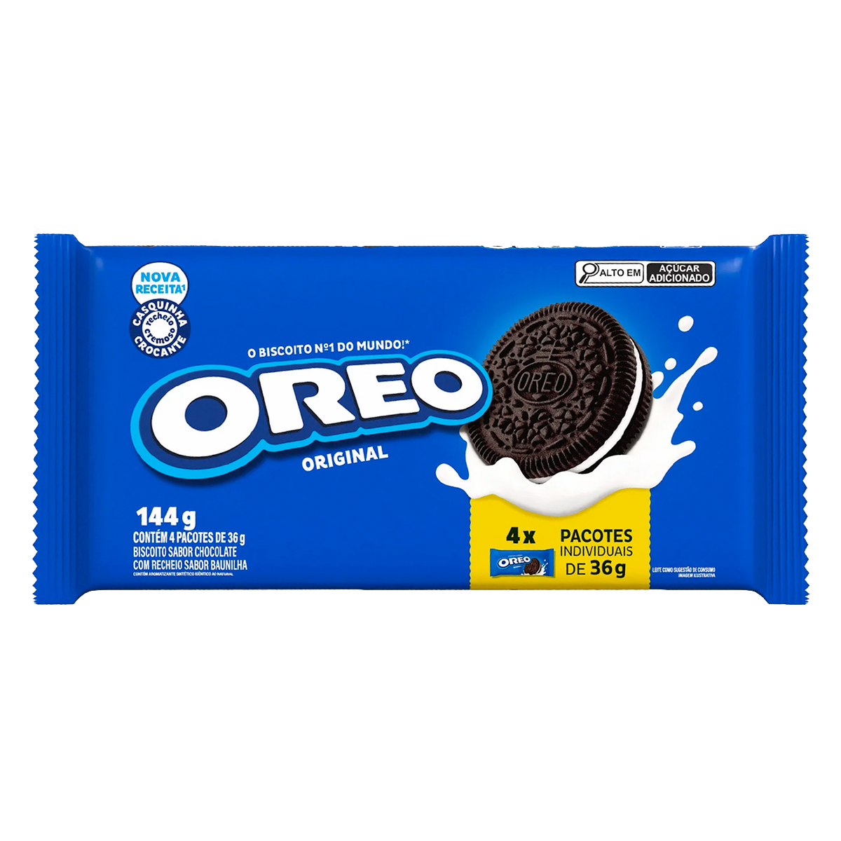 Biscoito Chocolate Recheio Baunilha Oreo Pacote 144g C/4 Unidades