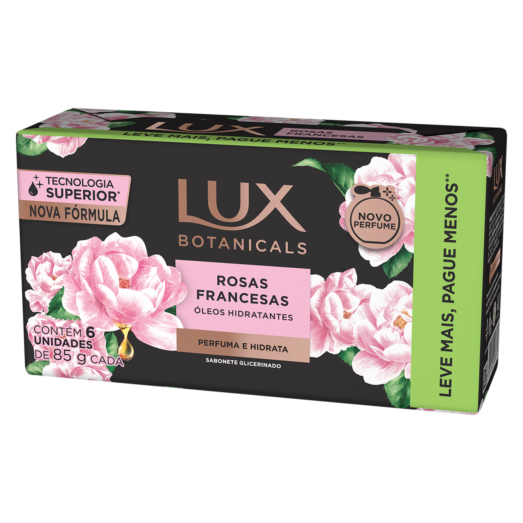 Pack Sabonete Barra Glicerinado Rosas Francesas Lux Botanicals Envolt&oacute;rio 510g 6 Unidades 85g Cada