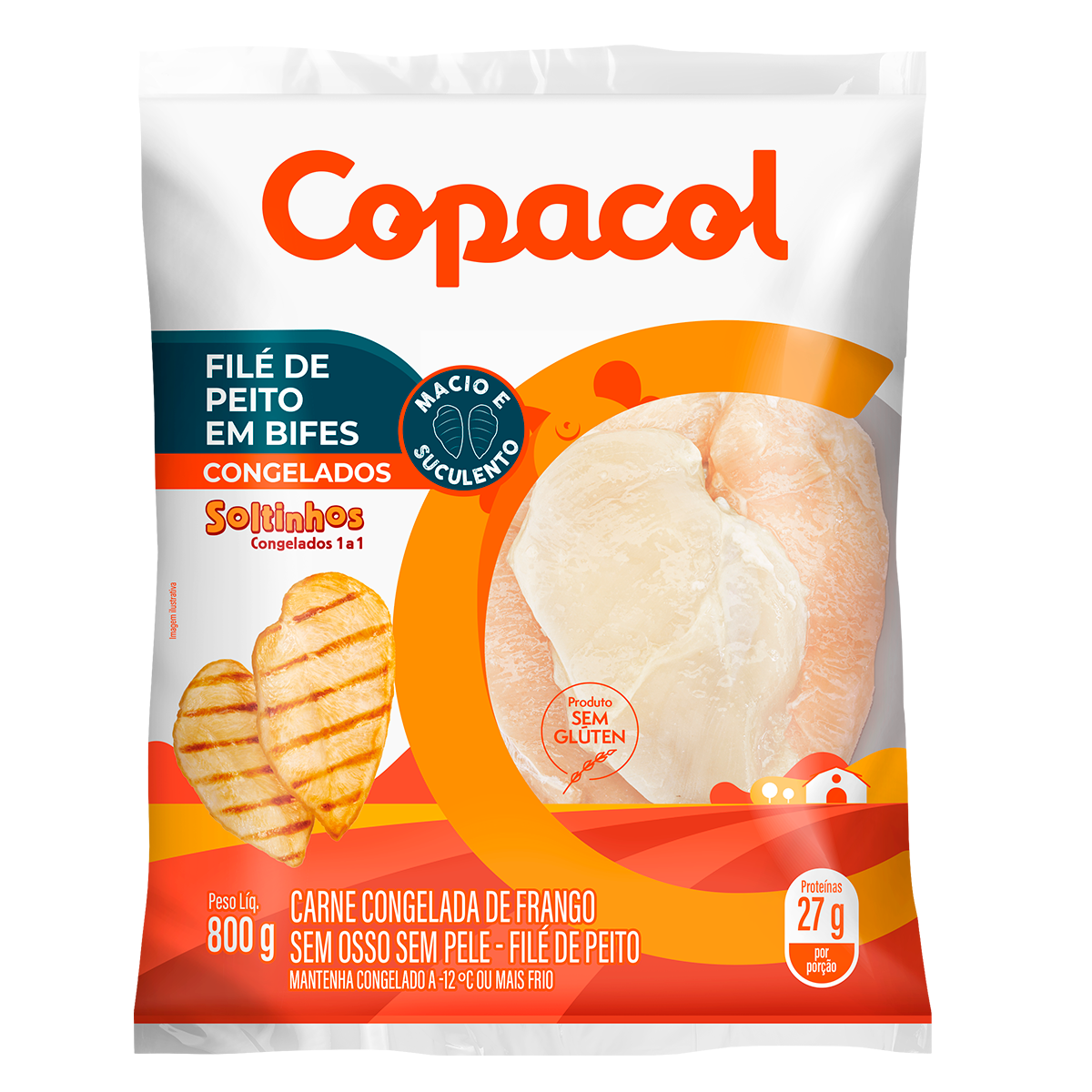 Fil&eacute; de Peito de Frango em Bifes Congelado Copacol Pacote 800g