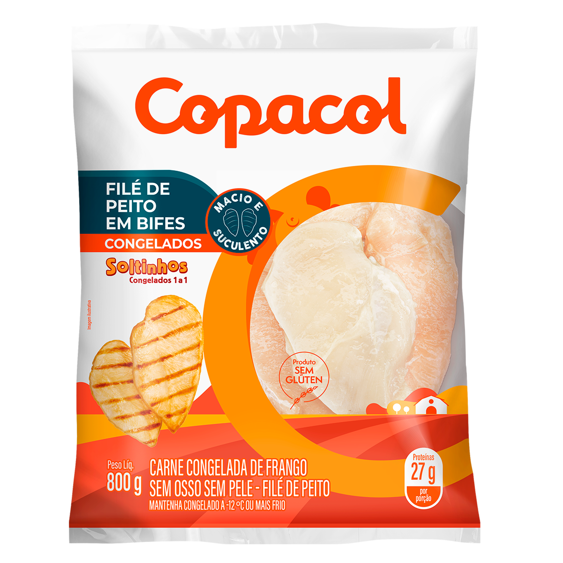 Fil&eacute; de Peito de Frango em Bifes Congelado Copacol Pacote 800g