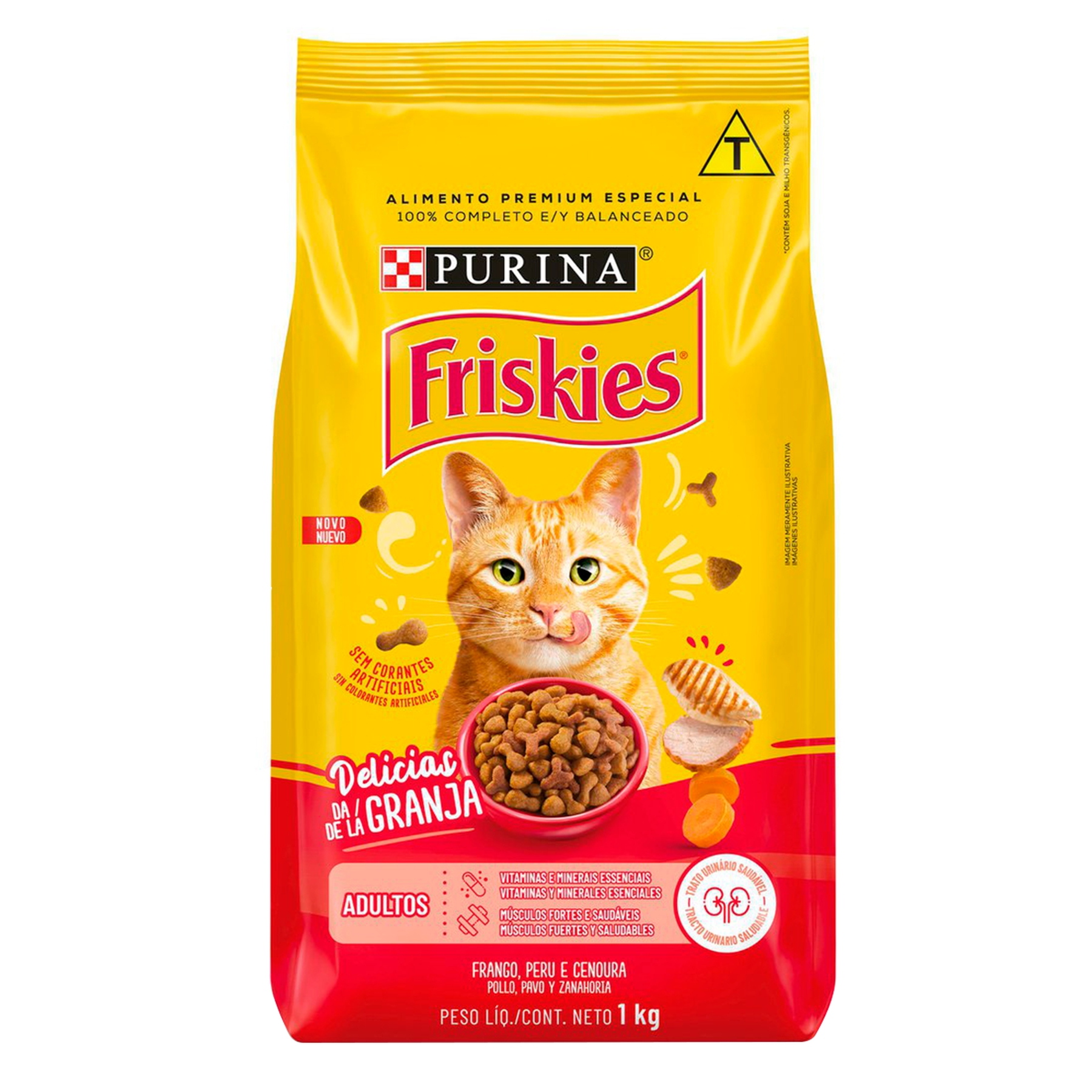Alimento para Gatos Adultos Frango Purina Friskies Pacote 1kg