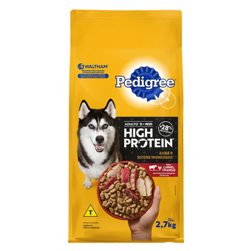 Alimento para Cães Adultos Carne e Frango High Protein Pedigree Pacote 2,7kg