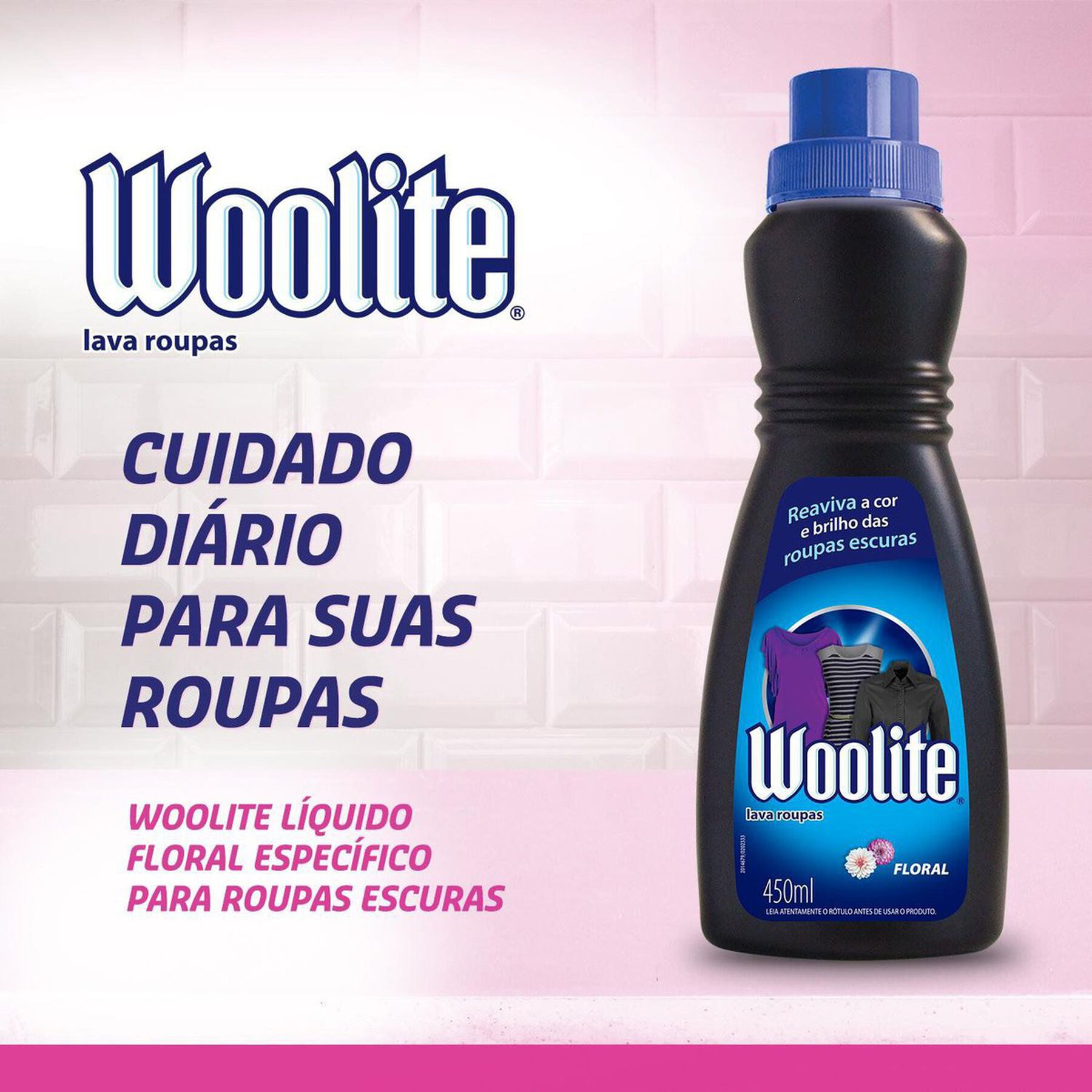 Sabão Líquido Roupas Escuras Floral Woolite Frasco 450ml