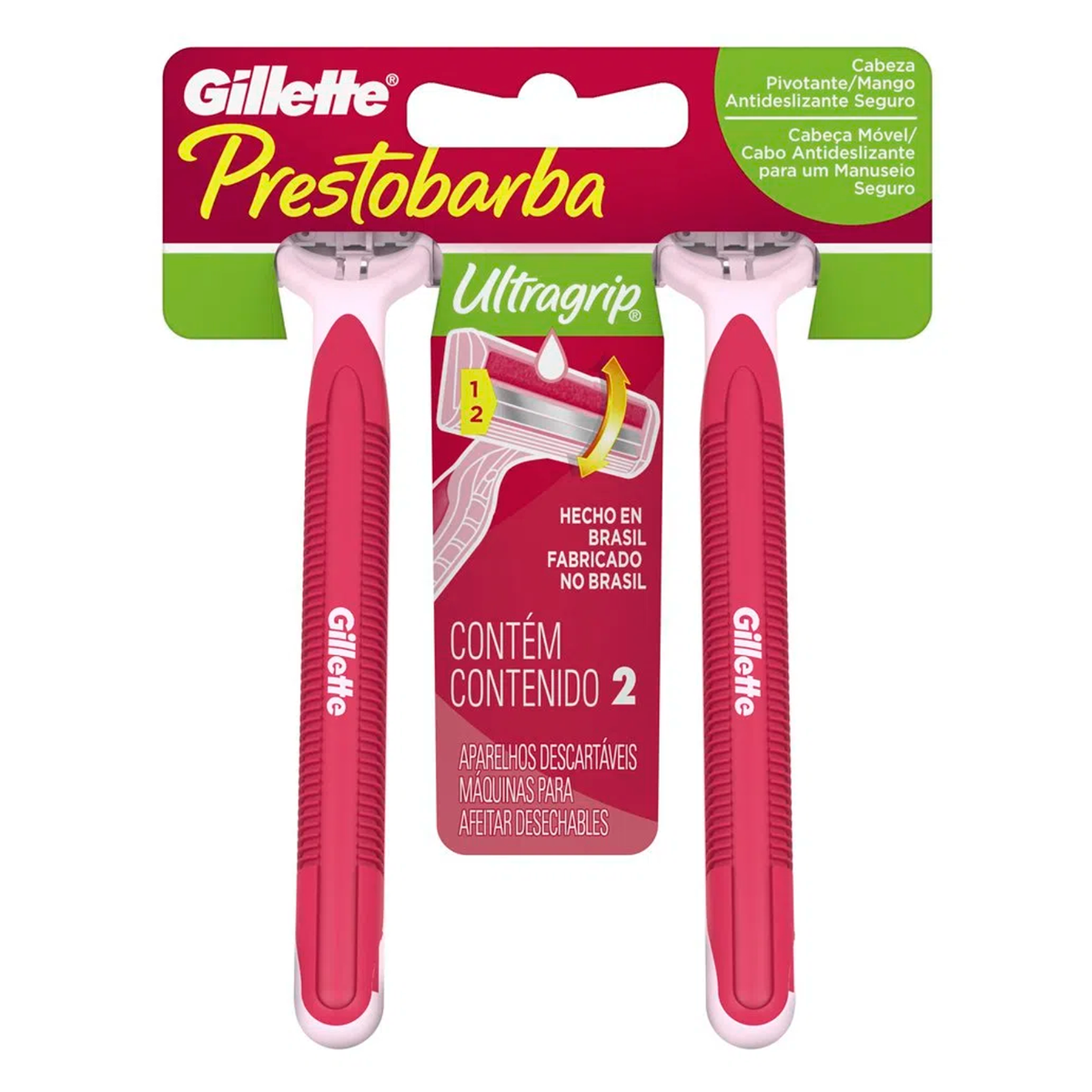 Aparelho Descartável para Depilar Ultragrip Prestobarba Gillette C/2 Unidades