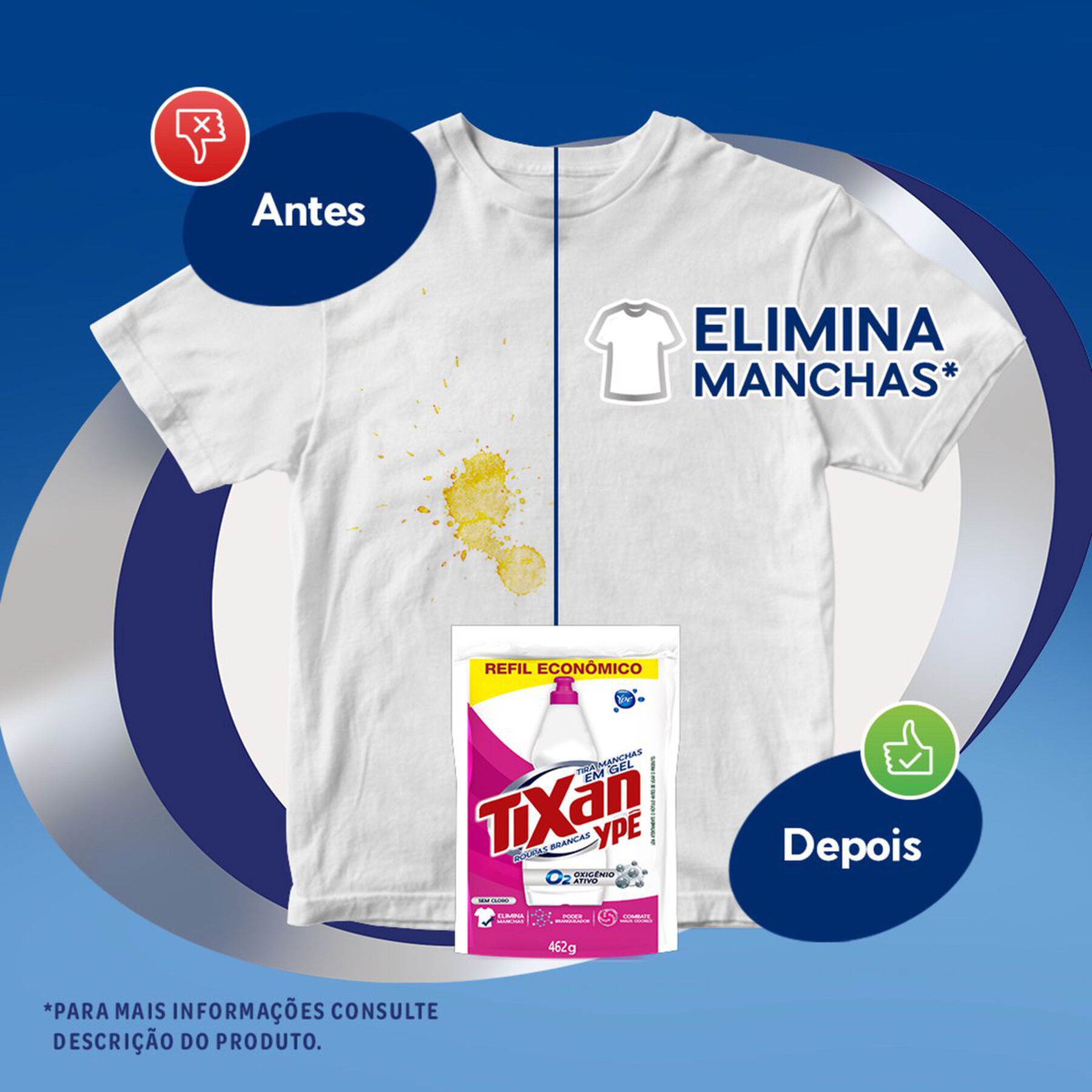 Tira Manchas Gel Roupas Brancas Tixan Ypê Sachê 462g