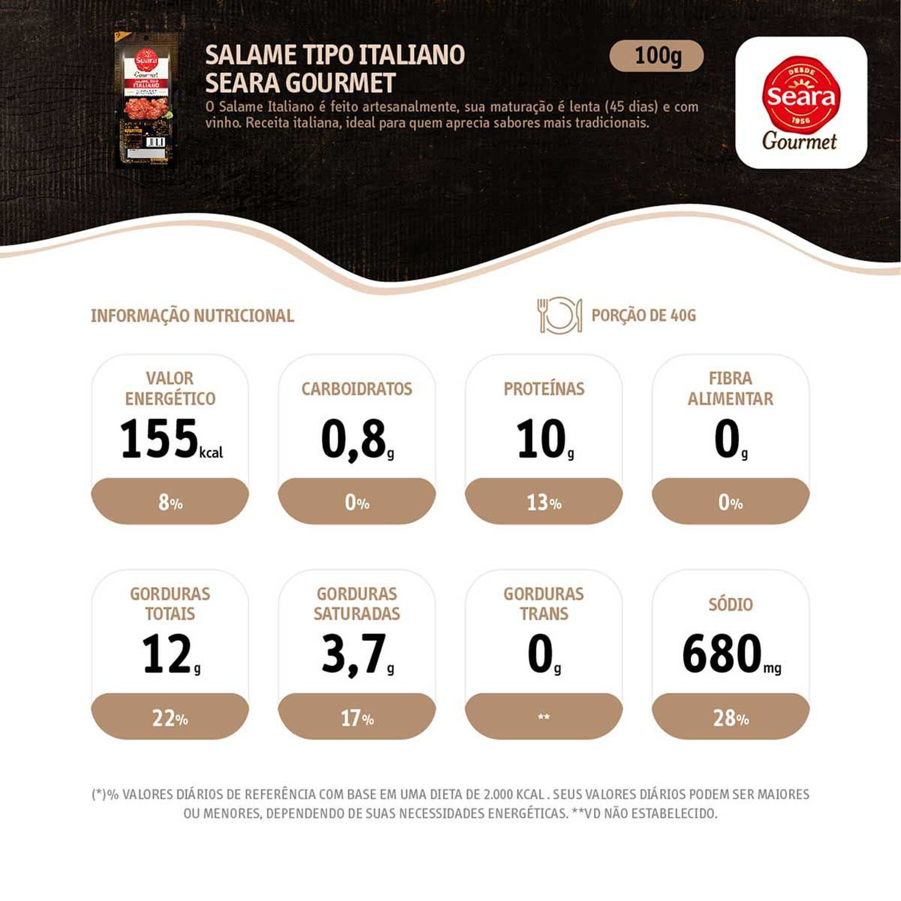 Salame tipo italiano fatiado Seara Gourmet 100g