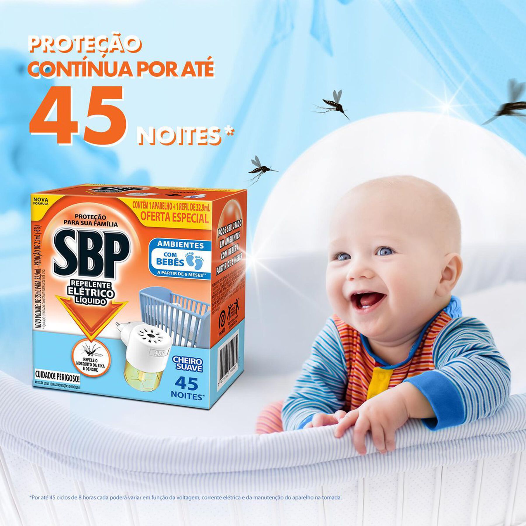 Kit Aparelho + Repelente Elétrico Líquido Cheiro Suave SBP 35ml Refil