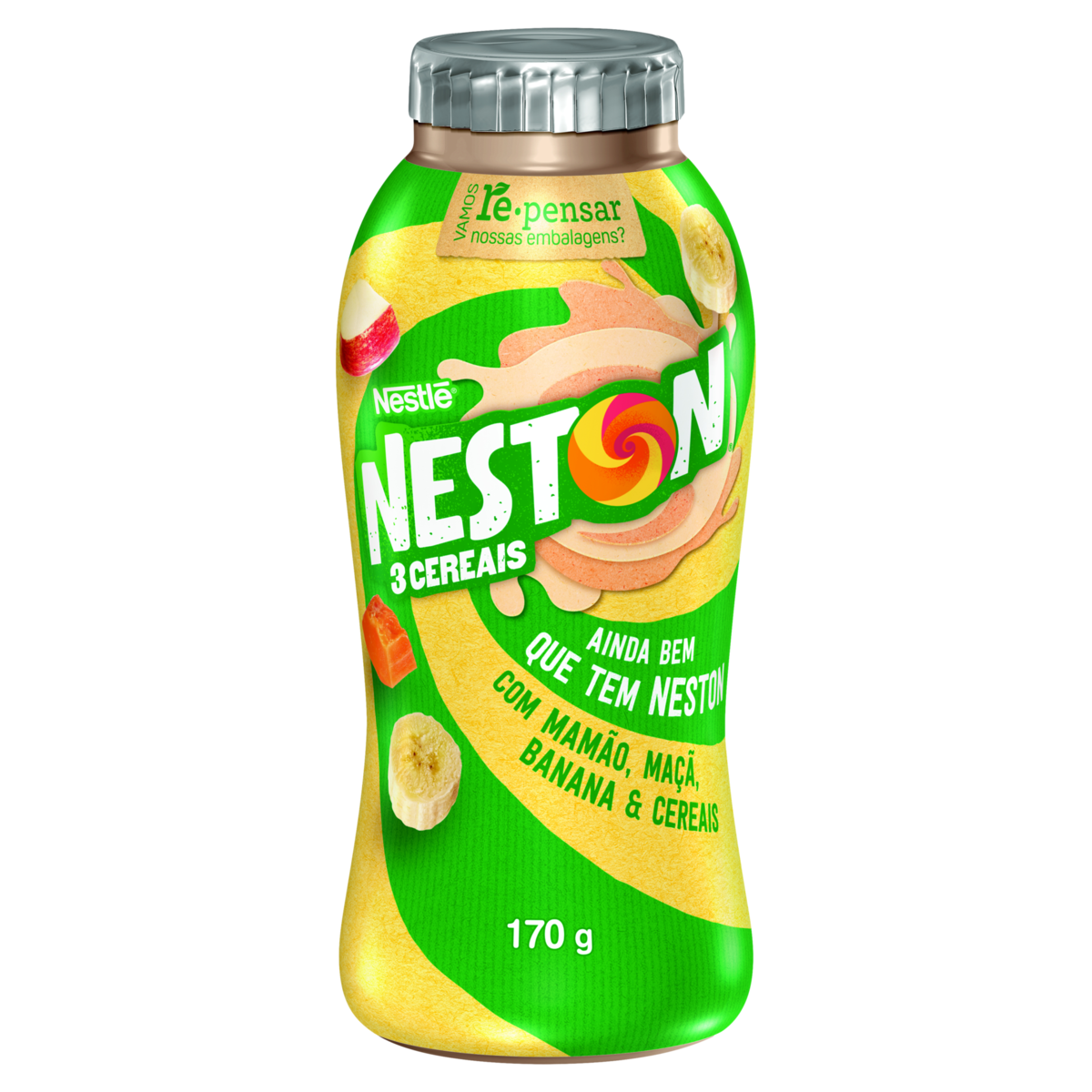 Iogurte Parcialmente Desnatado Mam&atilde;o, Ma&ccedil;&atilde;, Banana e Cereais Neston Nestl&eacute; 170g