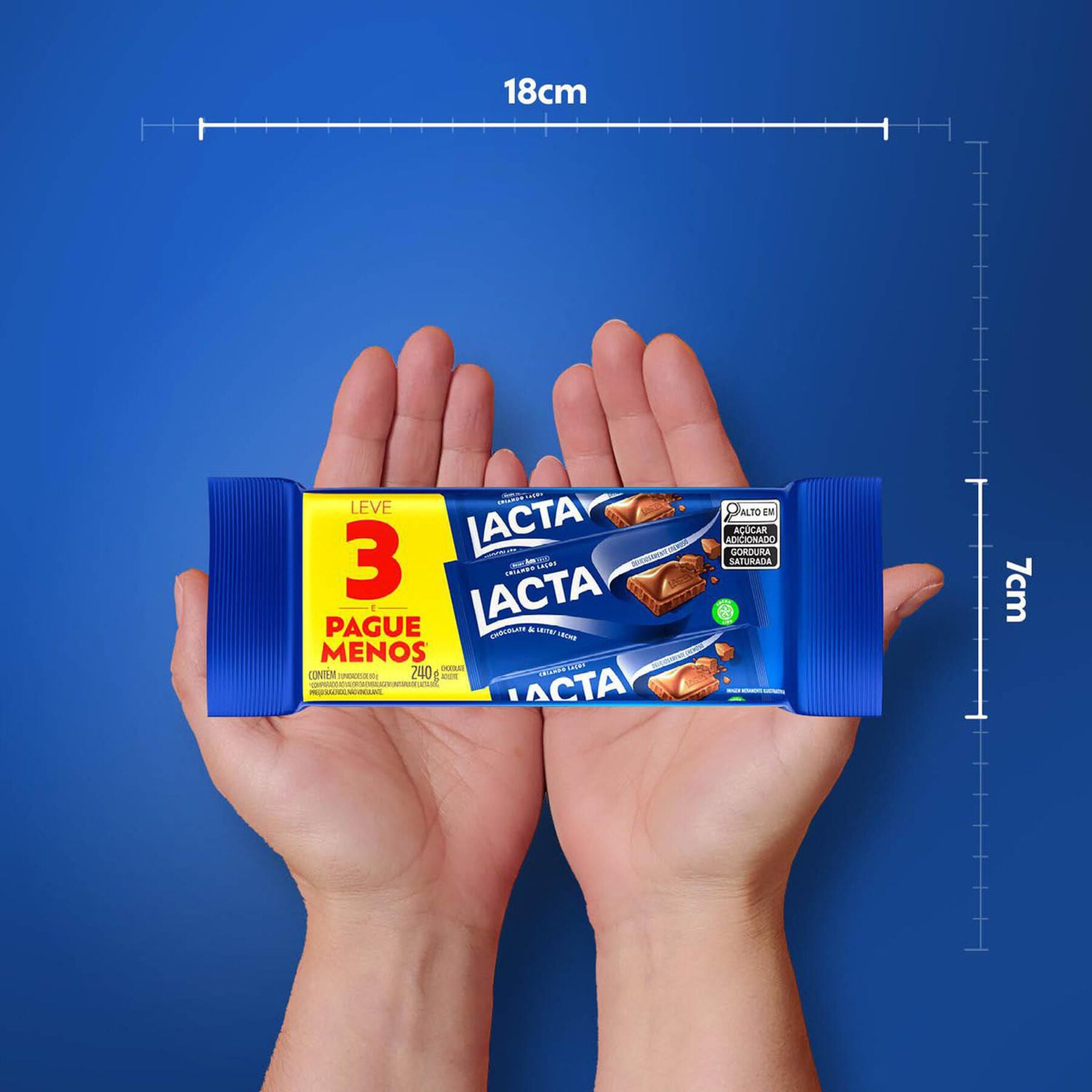 Chocolate ao Leite Lacta 240g C/3 Unidades - Embalagem Leve 3 Pague Menos