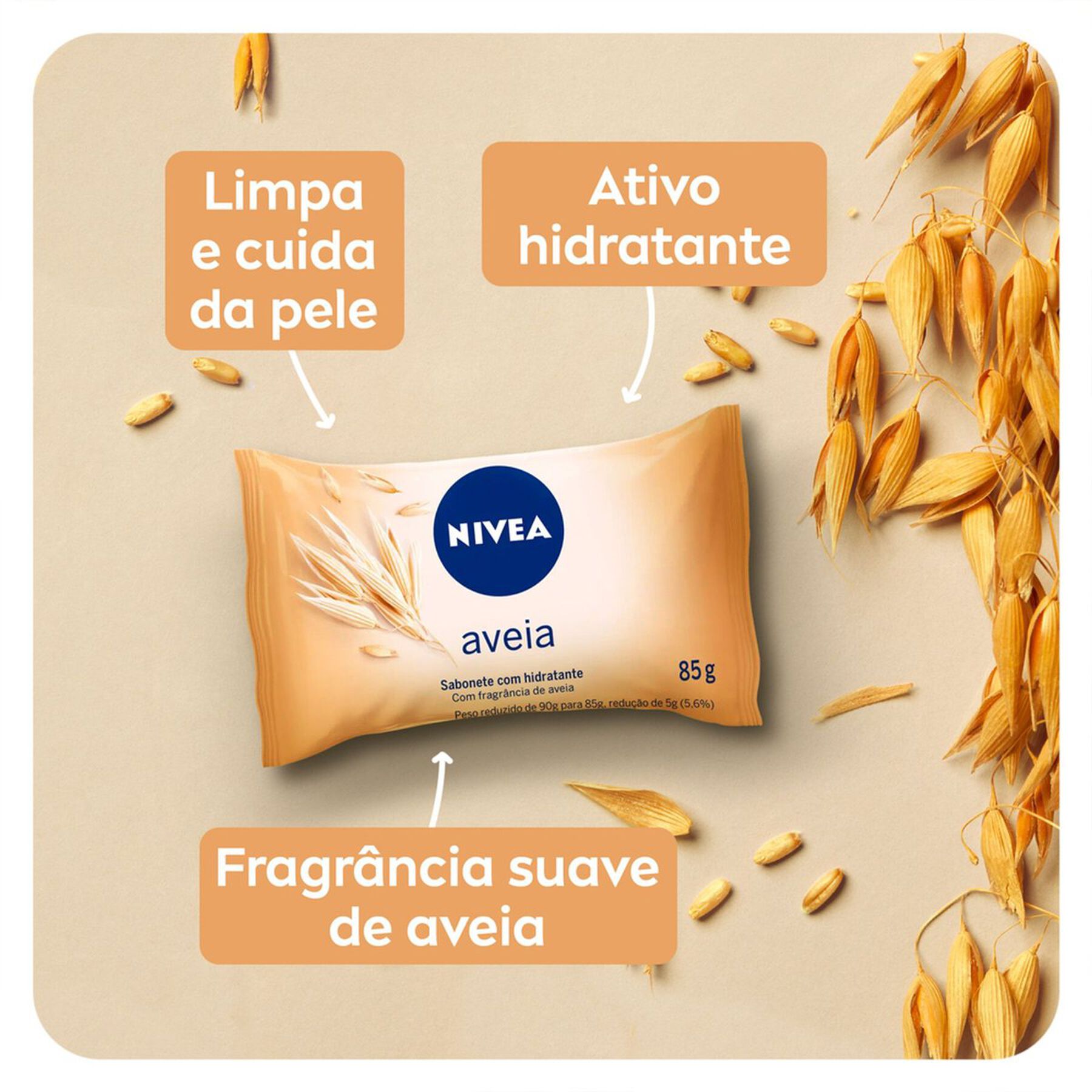 Sabonete em Barra Hidratante Aveia Nivea Pacote 85g