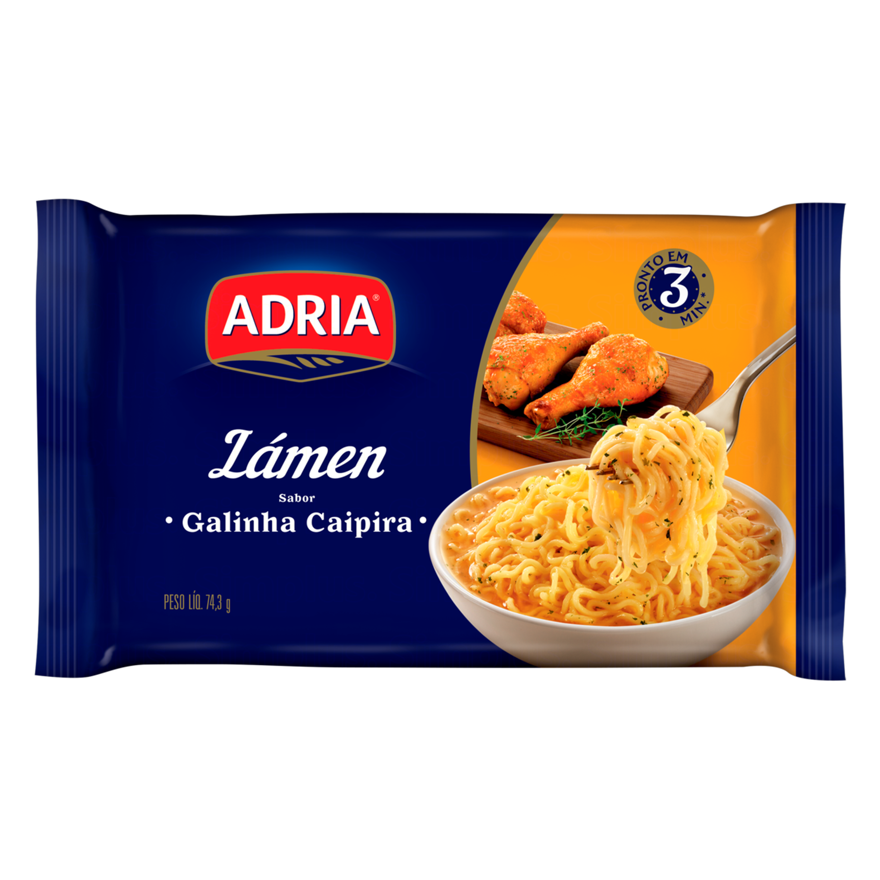 Macarrão Instantâneo Lámen Galinha Caipira Adria Pacote 74,3g