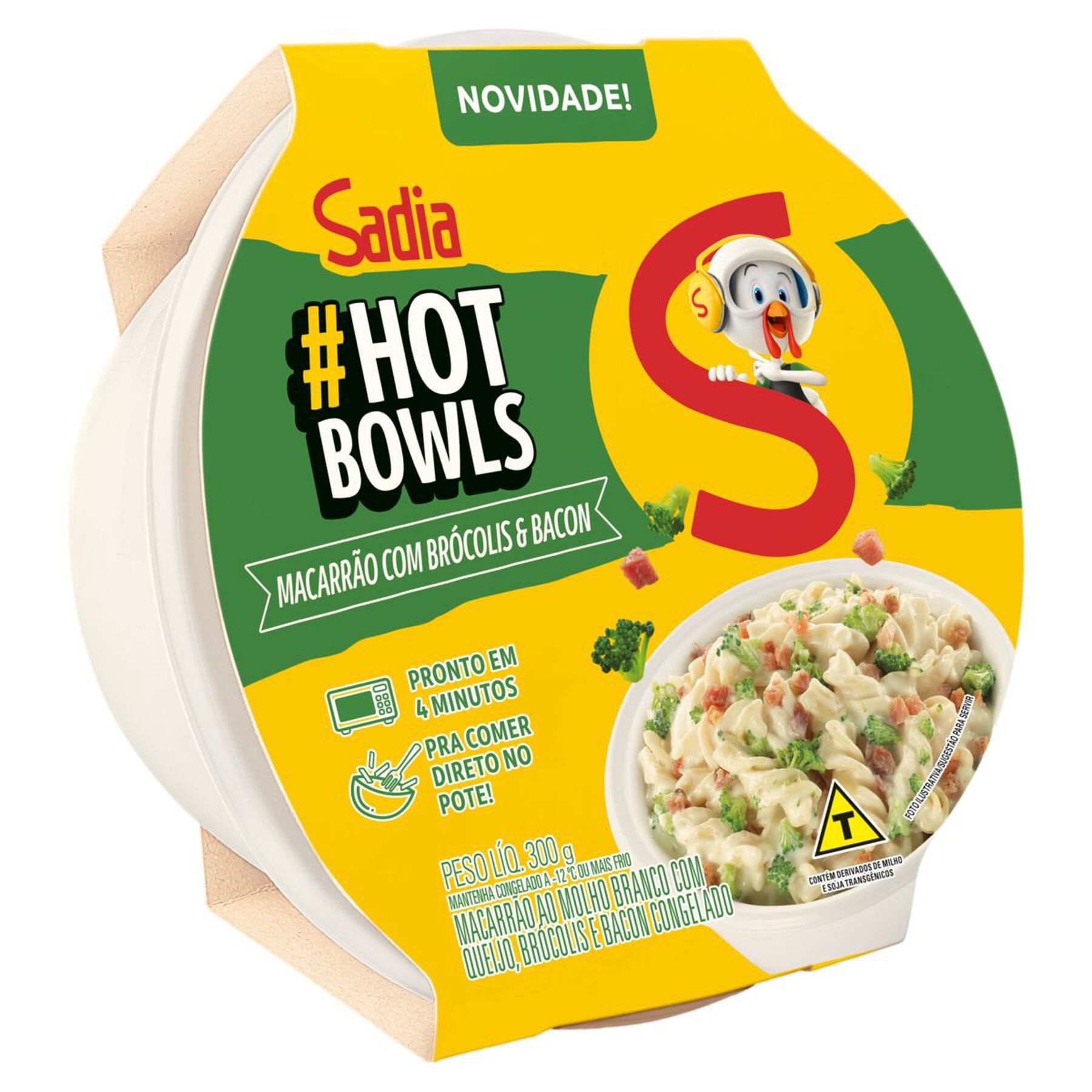 Macarrão com Brócolis e Bacon Hot Bowls Sadia Pote 300g