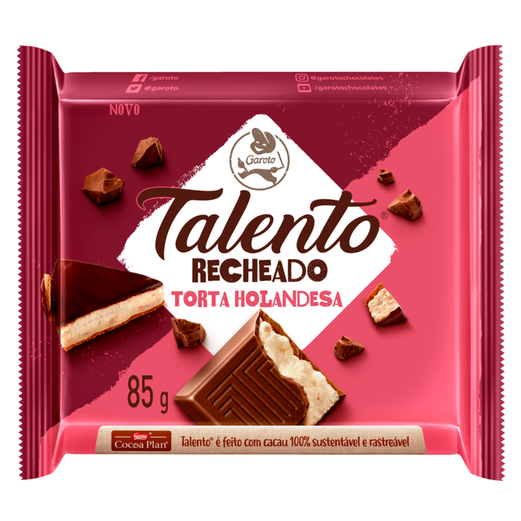 Chocolate ao Leite Recheio Torta Holandesa Garoto Talento Pacote 85g