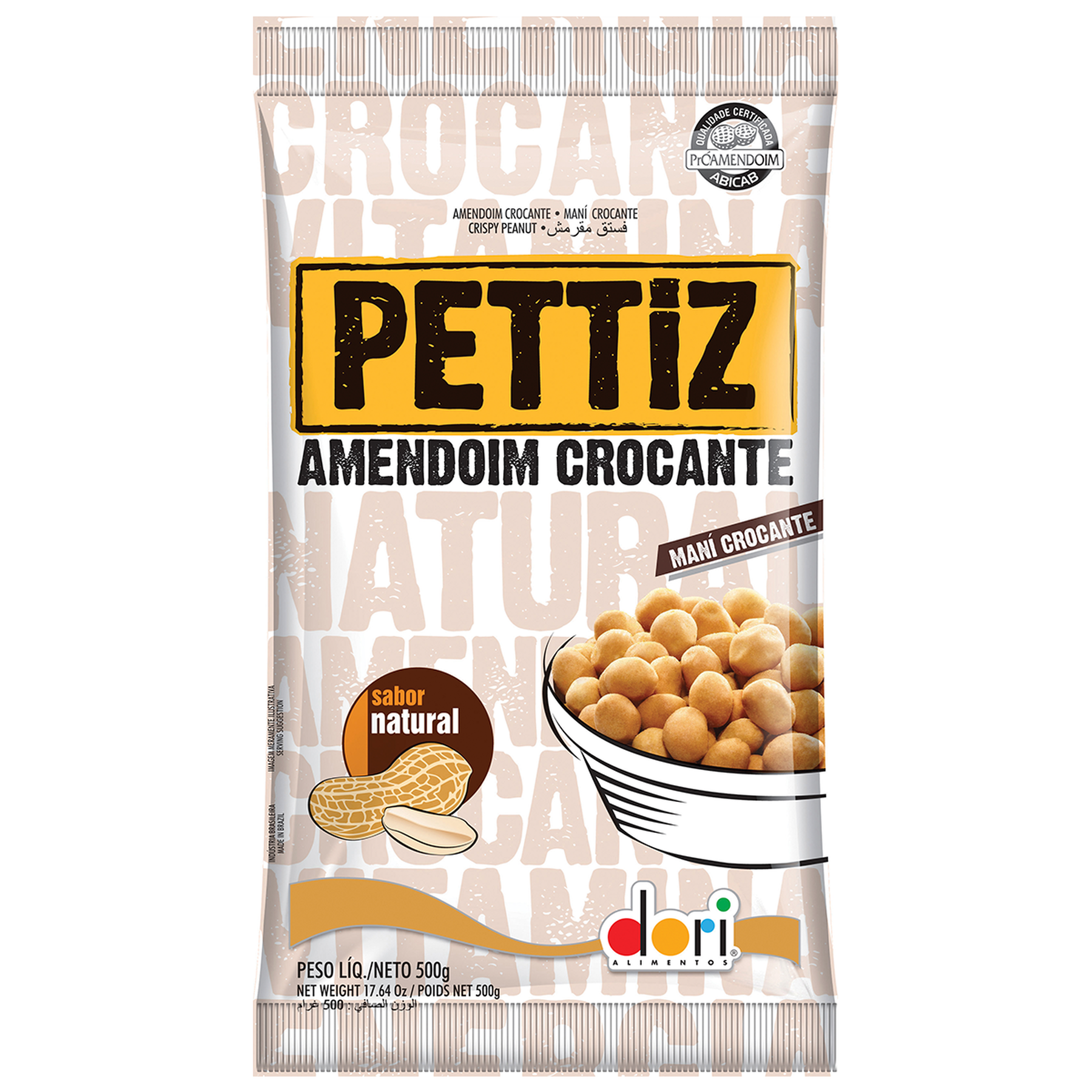 Amendoim Crocante Natural Pettiz Dori Pacote 500g 