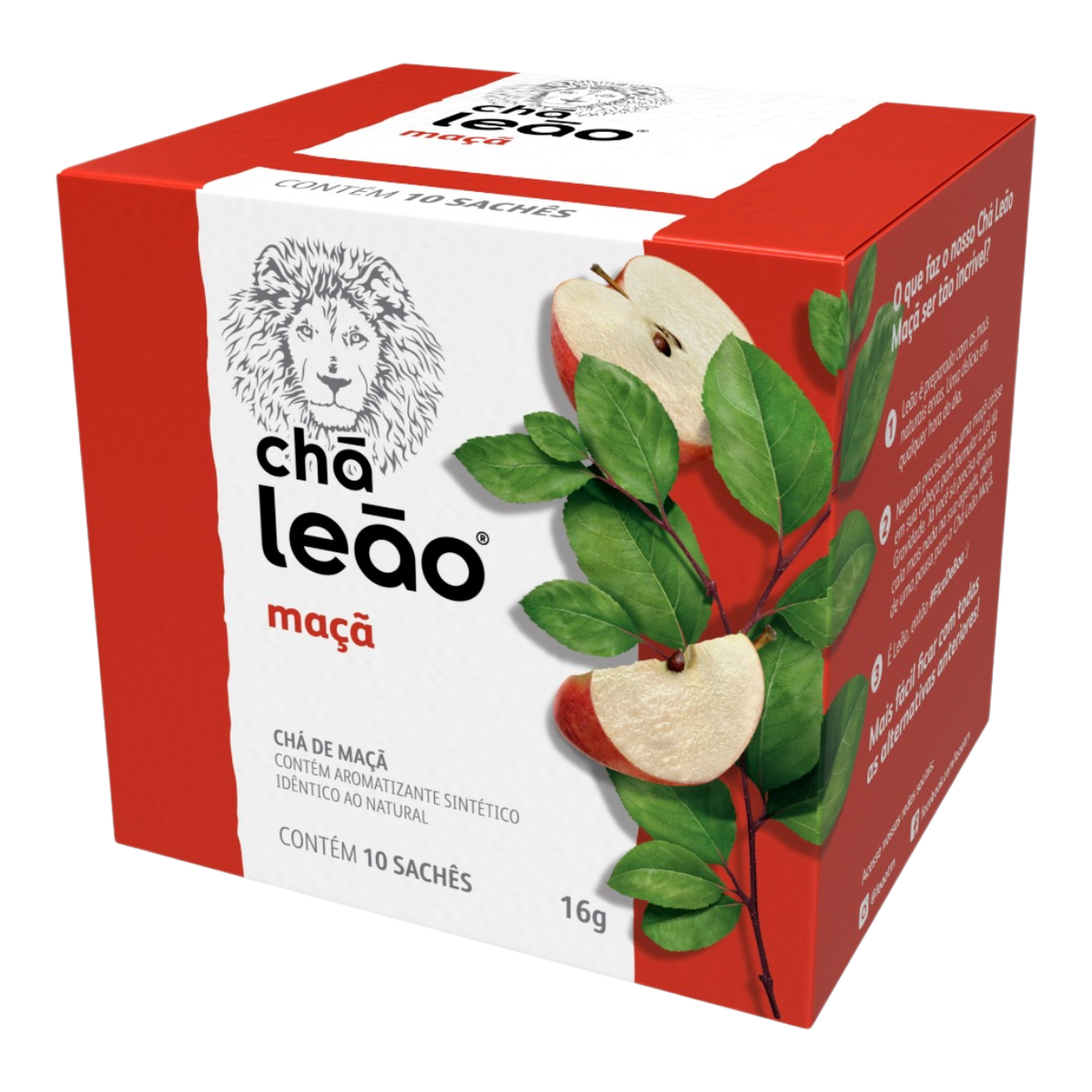 Ch&aacute; Ma&ccedil;&atilde; Ch&aacute; Le&atilde;o Caixa 16g 10 Unidades