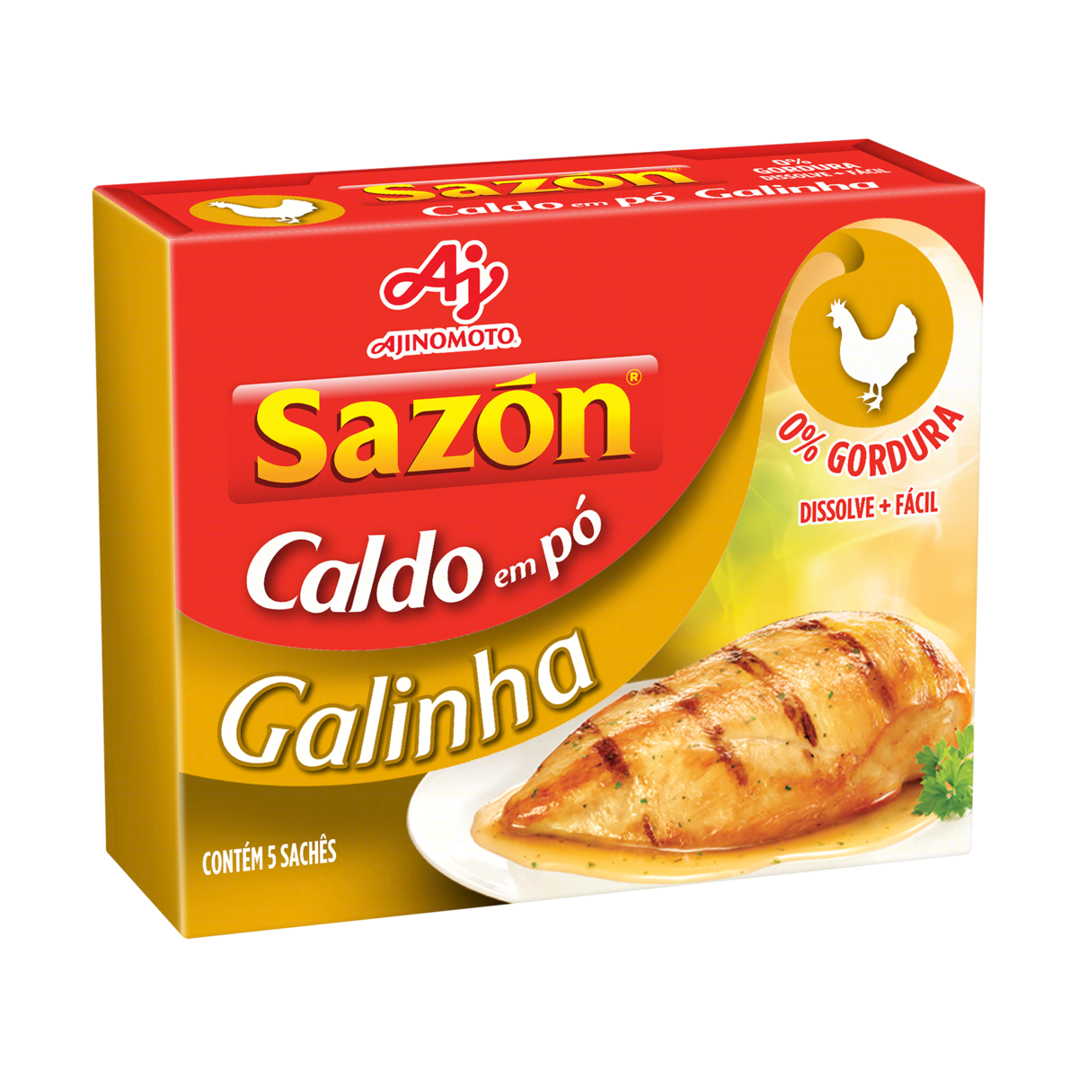 Caldo em P&oacute; Galinha Saz&oacute;n Caixa 32,5g C/5 Unidades
