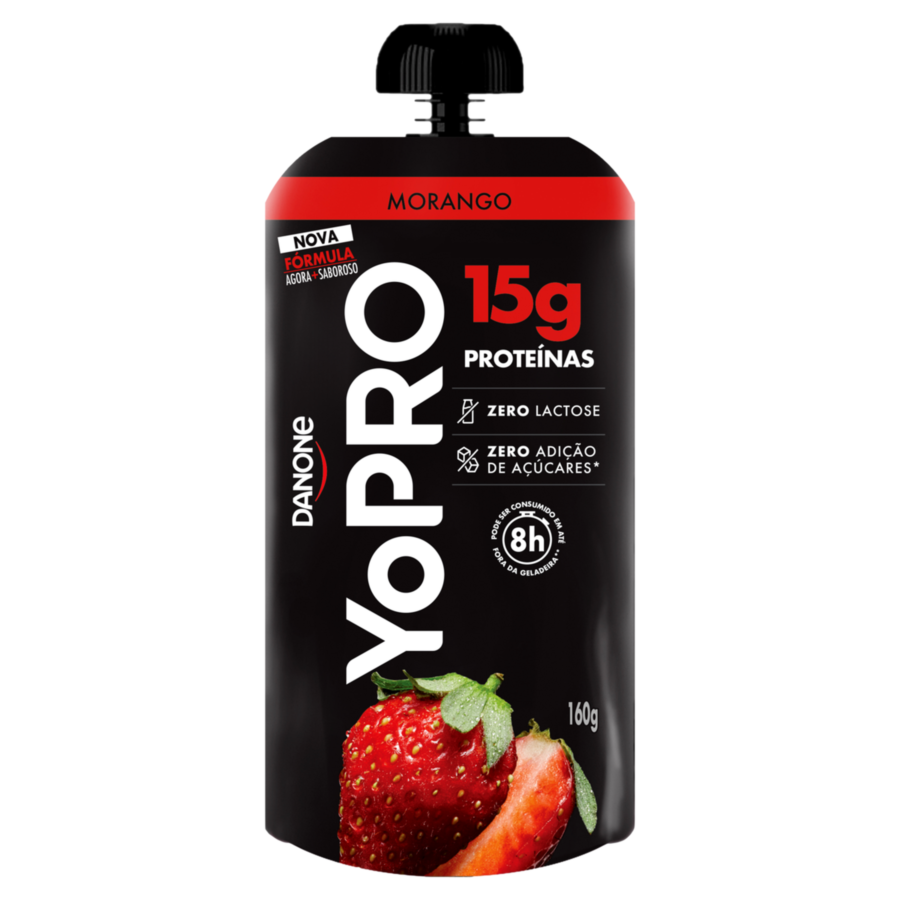 Iogurte Desnatado Morango Zero Lactose YoPRO Squeeze 160g