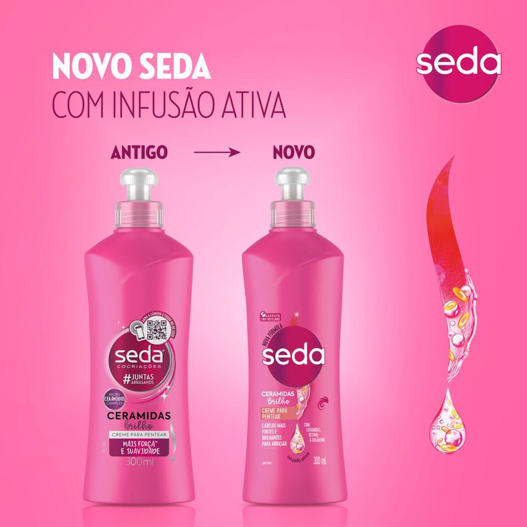 Creme para Pentear Ceramidas Brilho Seda Cocriações Frasco 300ml