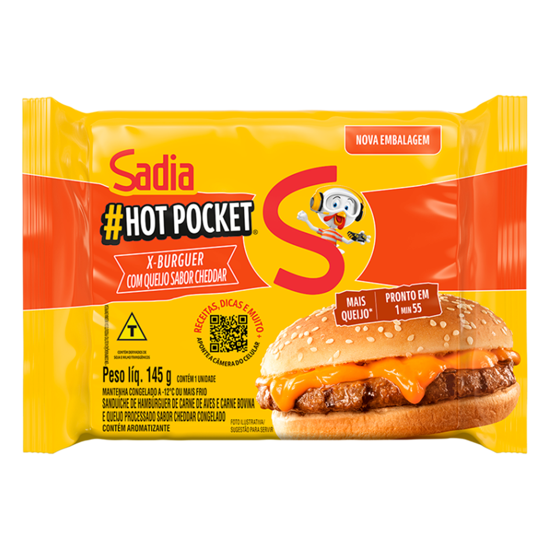 Sanduíche Hot Pocket X-Cheddar Cremoso Sadia Pacote 145g
