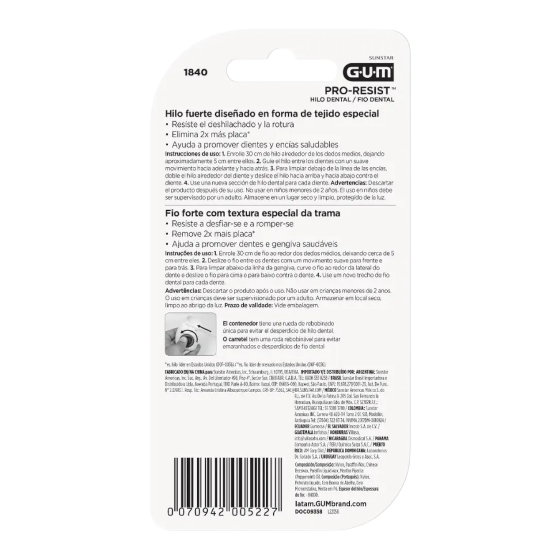 Fio Dental Encerado Menta Pro-Resist GUM 165m