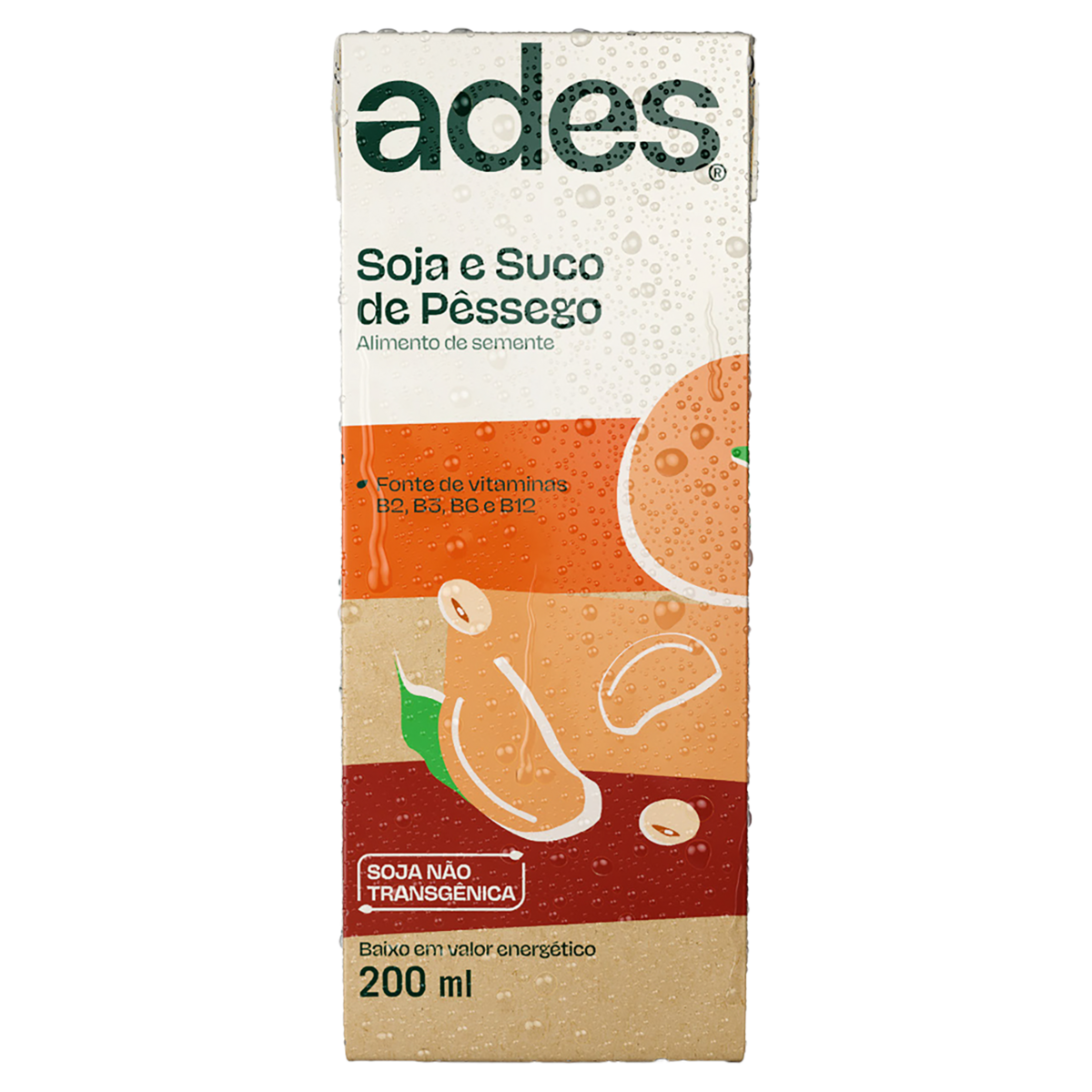 Bebida &agrave; Base de Soja P&ecirc;ssego Ades Caixa 200ml