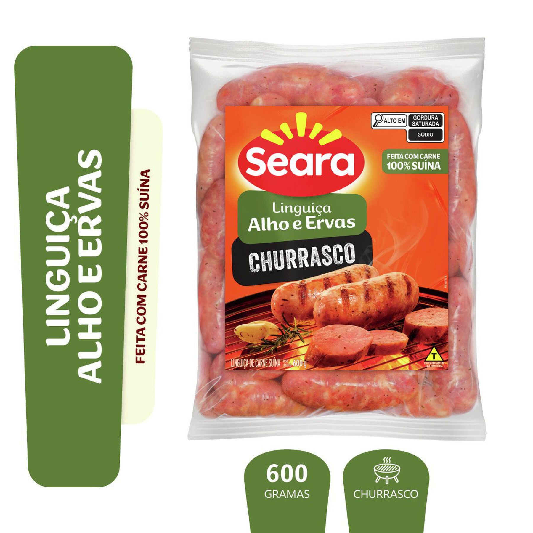 Lingui&ccedil;a Alho e Ervas Churrasco Seara 600g&nbsp;