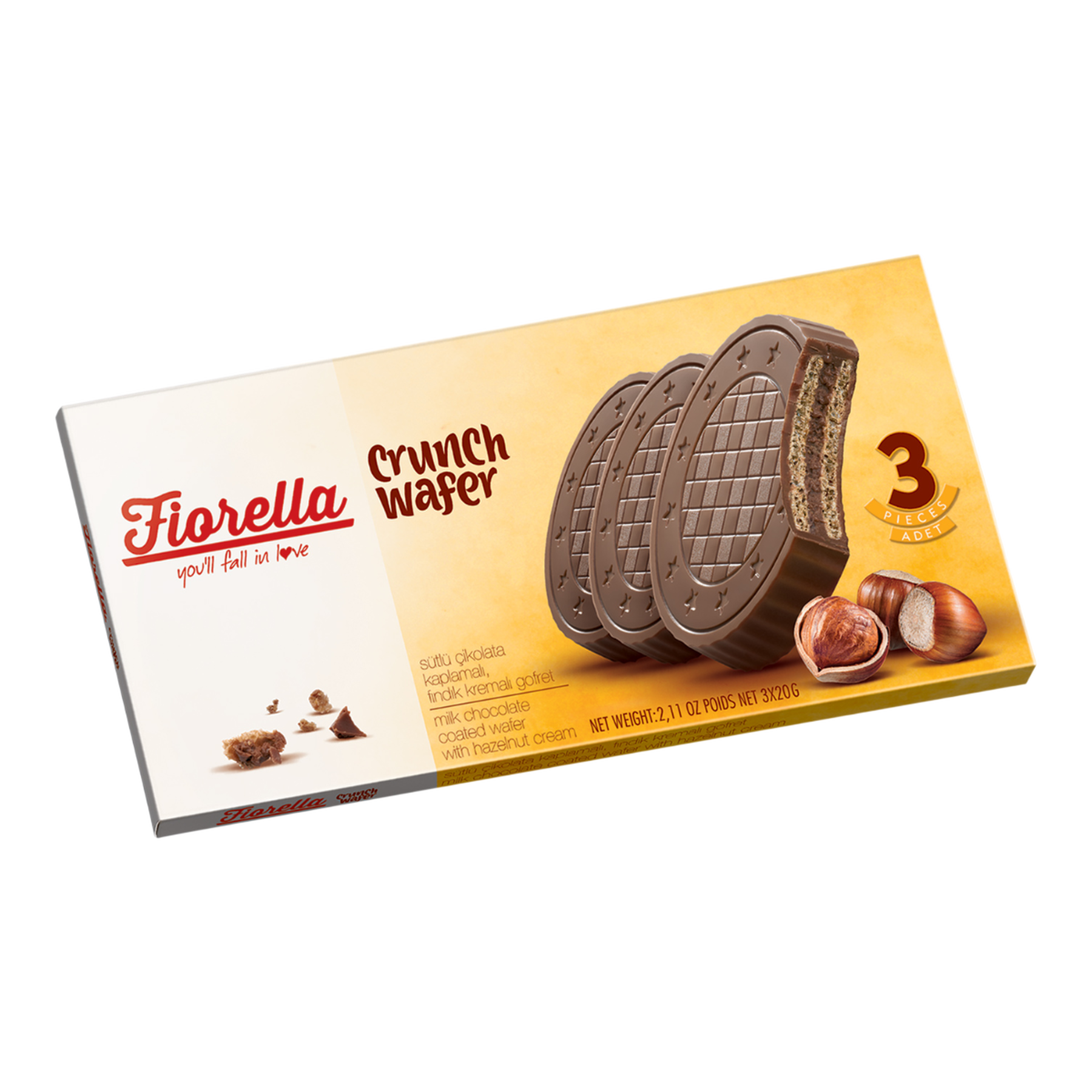 Biscoito Crunch Wafer Chocolate ao Leite e Avel&atilde; Fiorella Caixa 60g