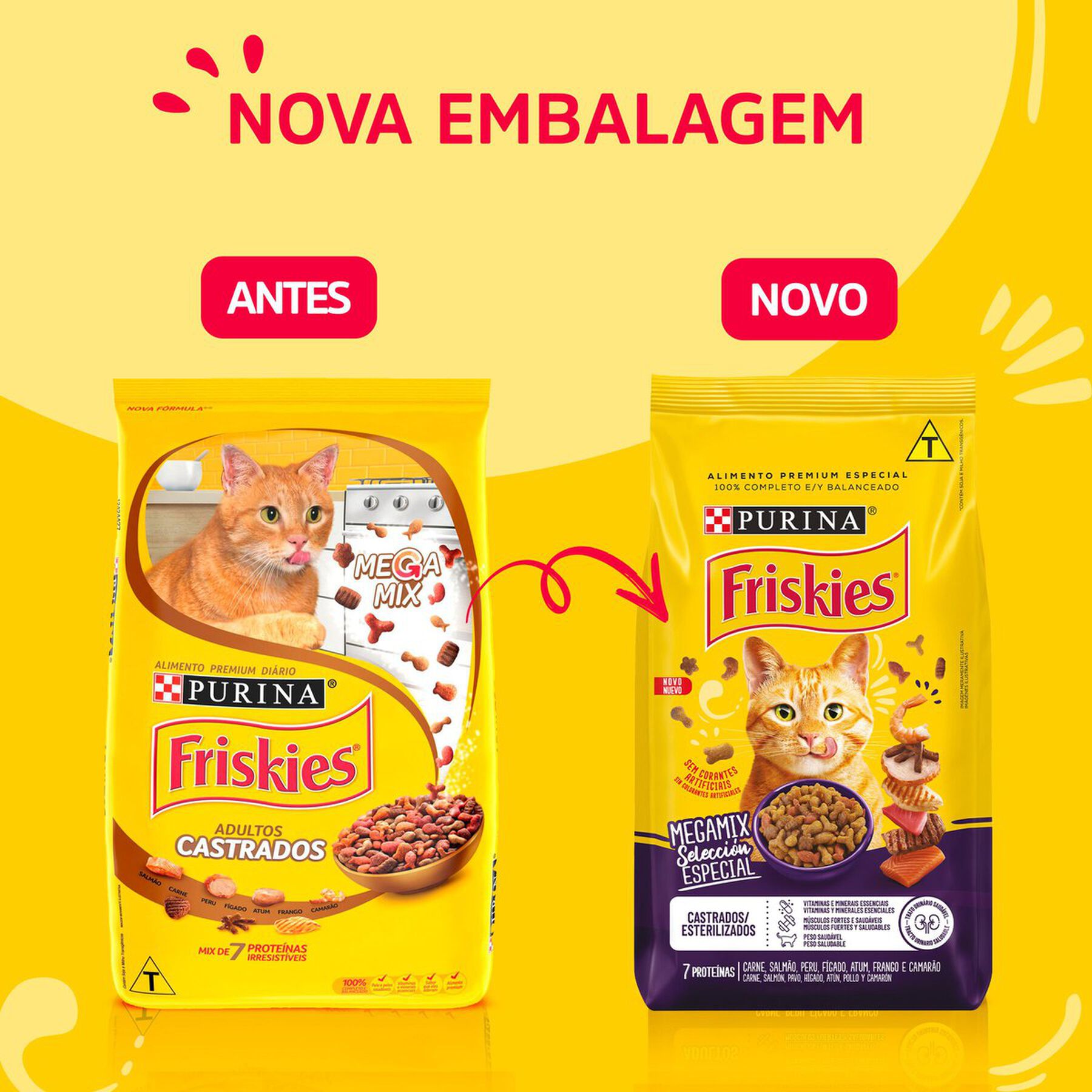 Alimento para Gatos Castrados Megamix Purina Friskies Pacote 1kg