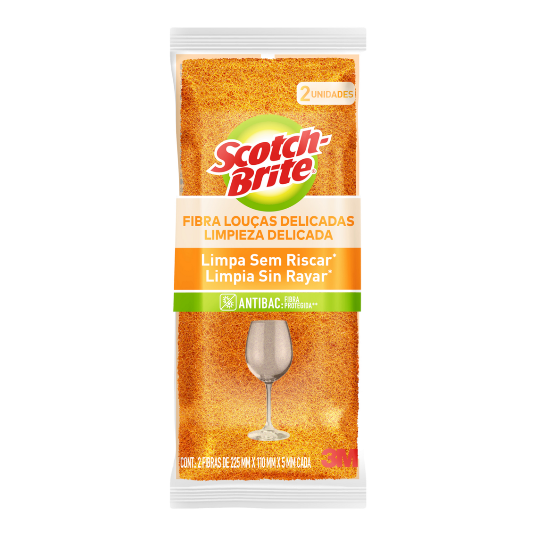 Fibra N&atilde;o Risca Limpeza Delicada Scotch-Brite Antibac C/2 Unidades