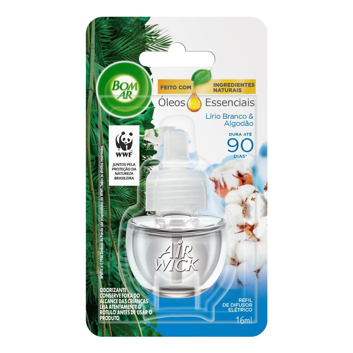 Odorizador de Ambiente L&iacute;rio Branco e Algod&atilde;o Bom Ar Air Wick Blister 16ml Refil