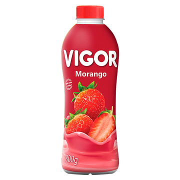 Iogurte Parcialmente Desnatado Morango Vigor Garrafa 800g