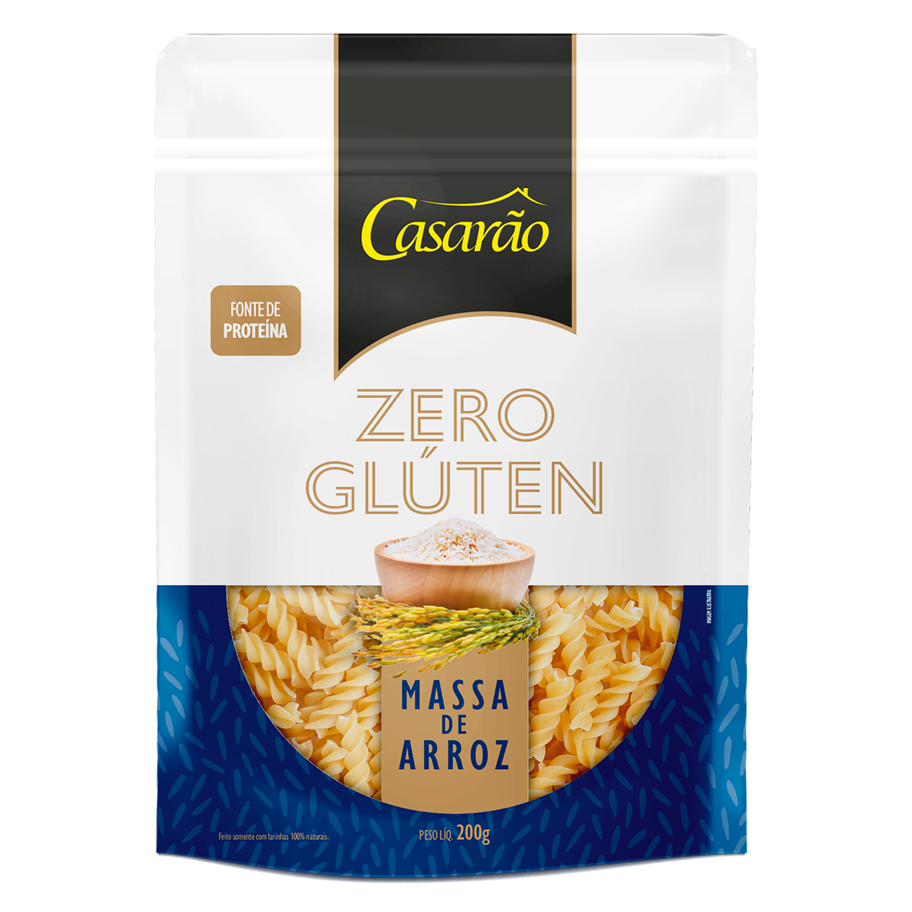 Macarr&atilde;o Fusilli Zero Gl&uacute;ten Casar&atilde;o Pacote 200g