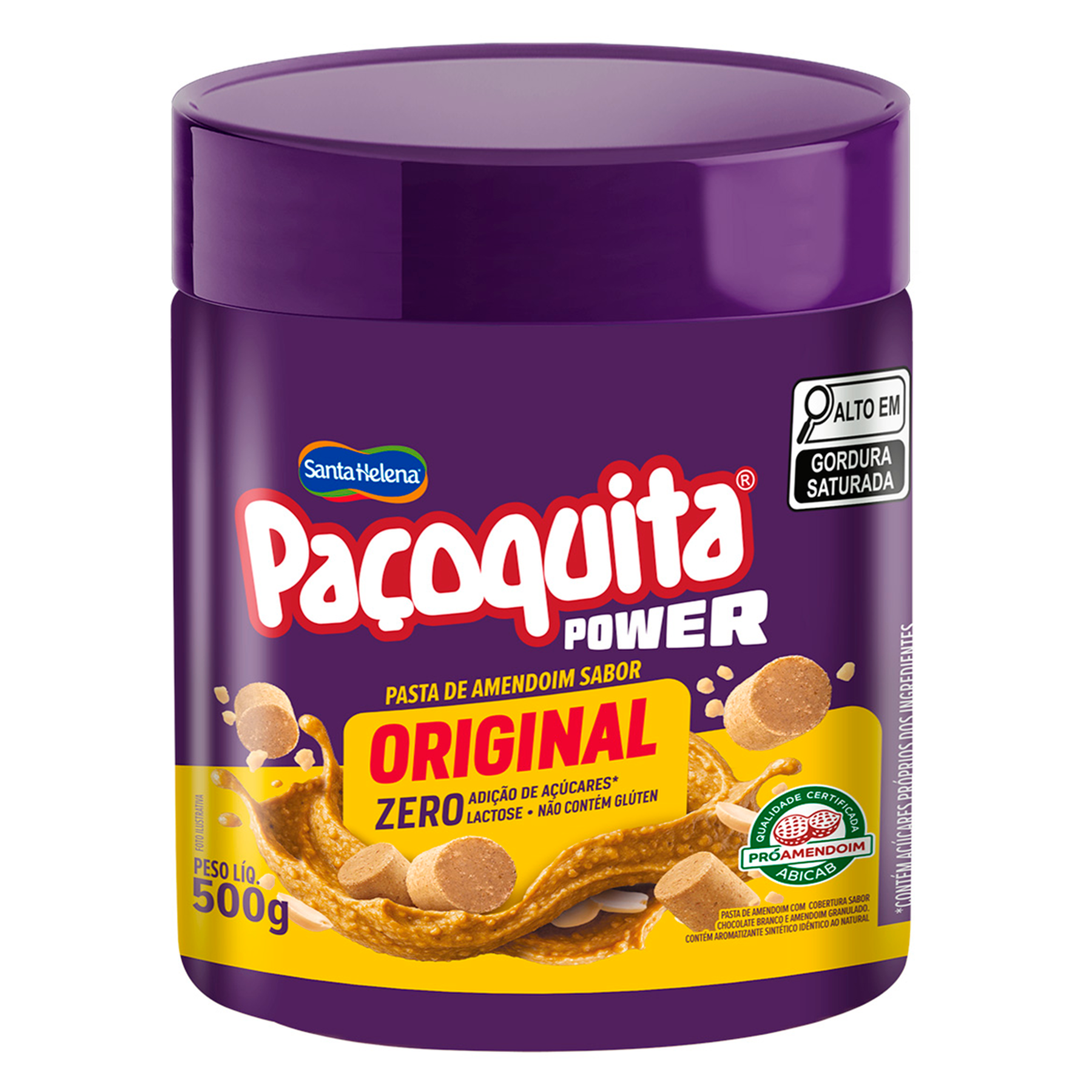 Pasta de Amendoim Original Zero Pa&ccedil;oquita Power Pote 500g