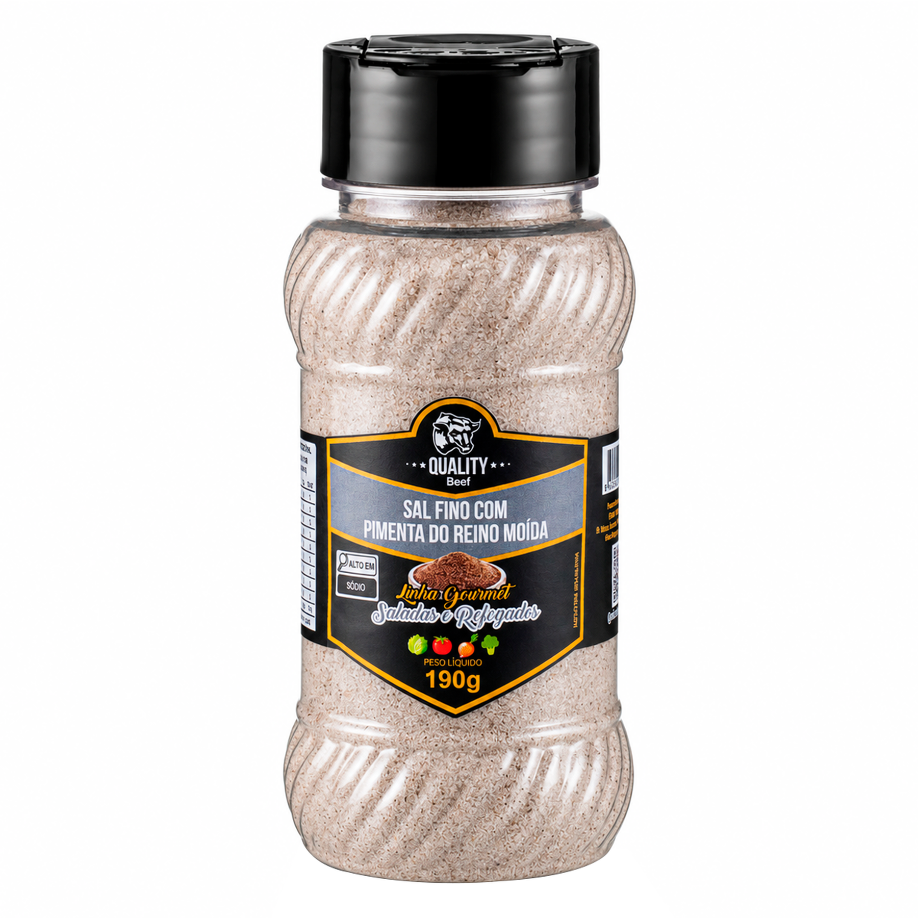 Sal Fino com Pimenta do Reino Mo&iacute;da Quality Beef Vidro 190g