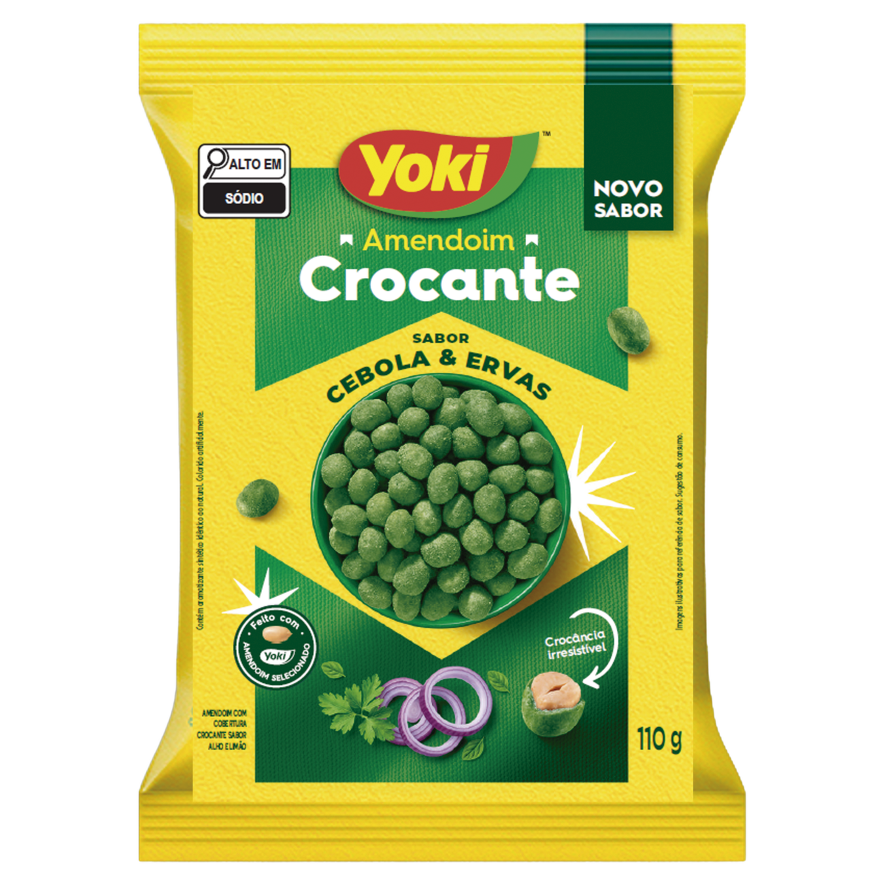 Amendoim Crocante Cebola e Ervas Yoki Pacote 110g
