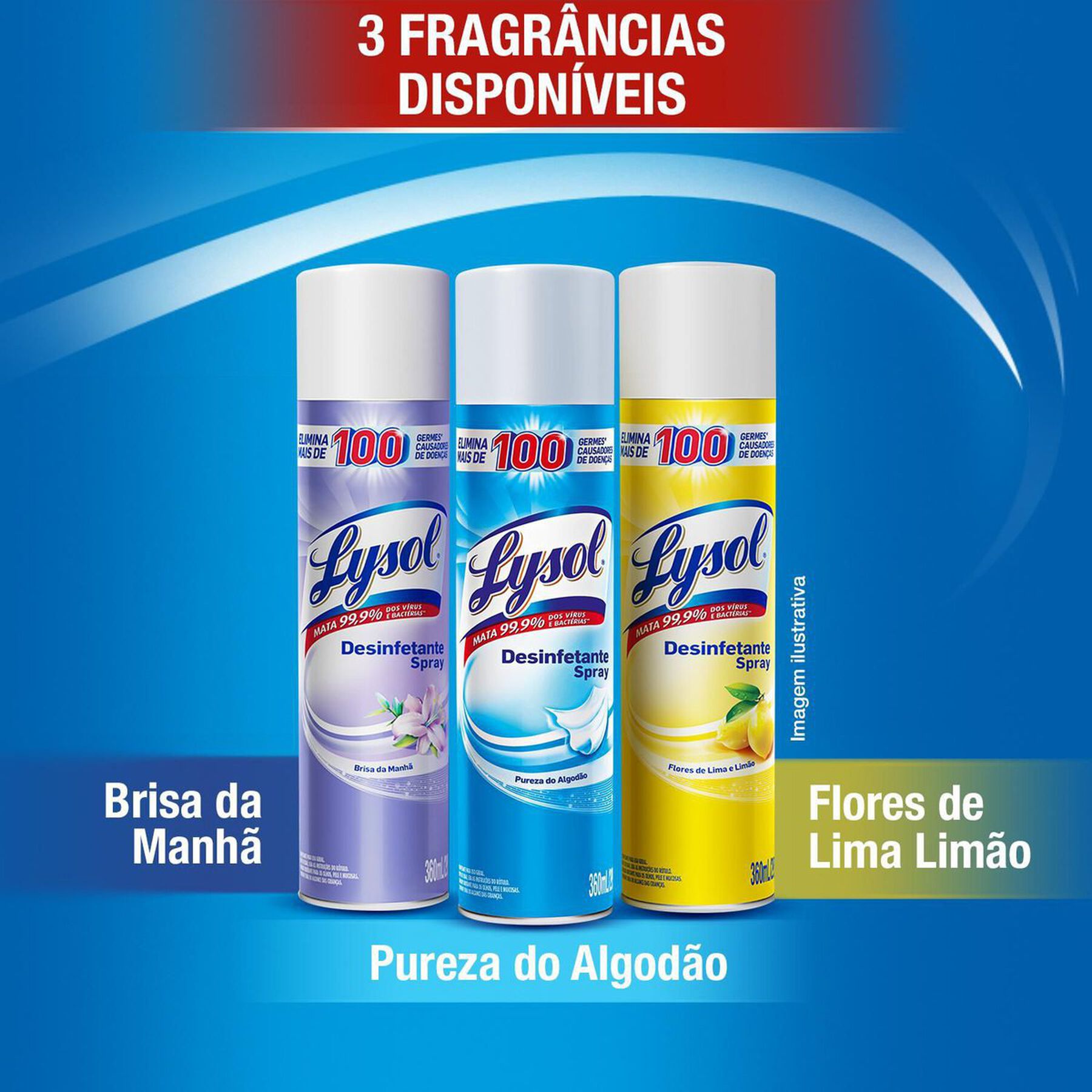 Desinfetante Uso Geral Spray Pureza do Algodão Lysol Frasco 360ml