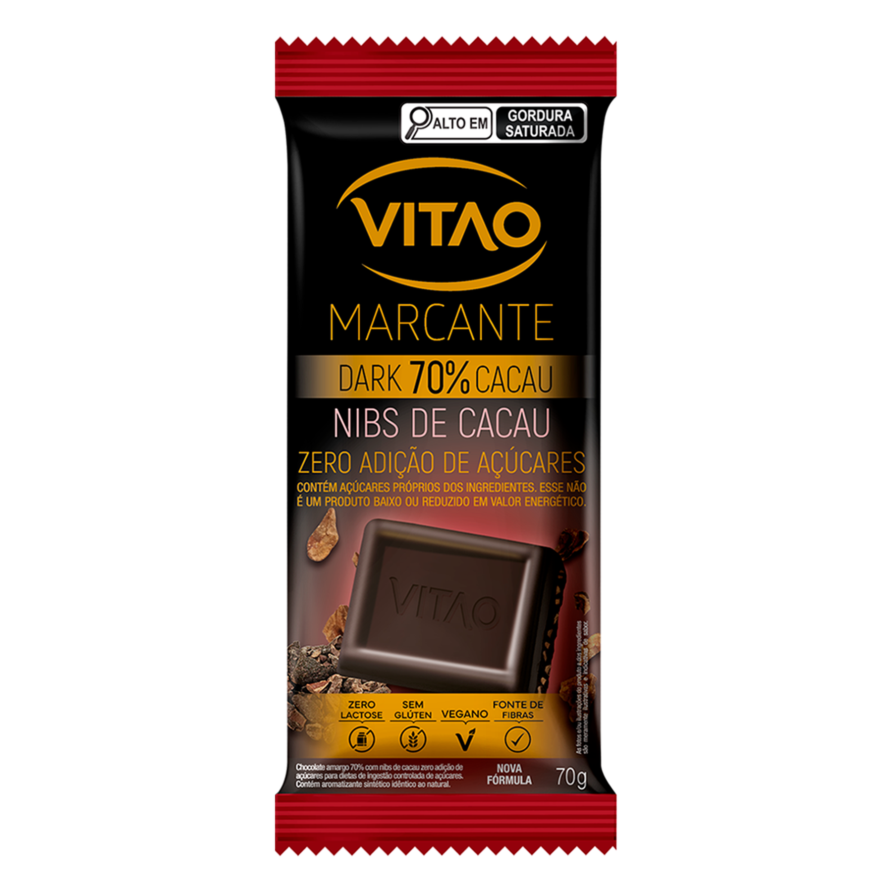 Chocolate Nibs de Cacau Dark 70% Cacau Zero Vitao 70g