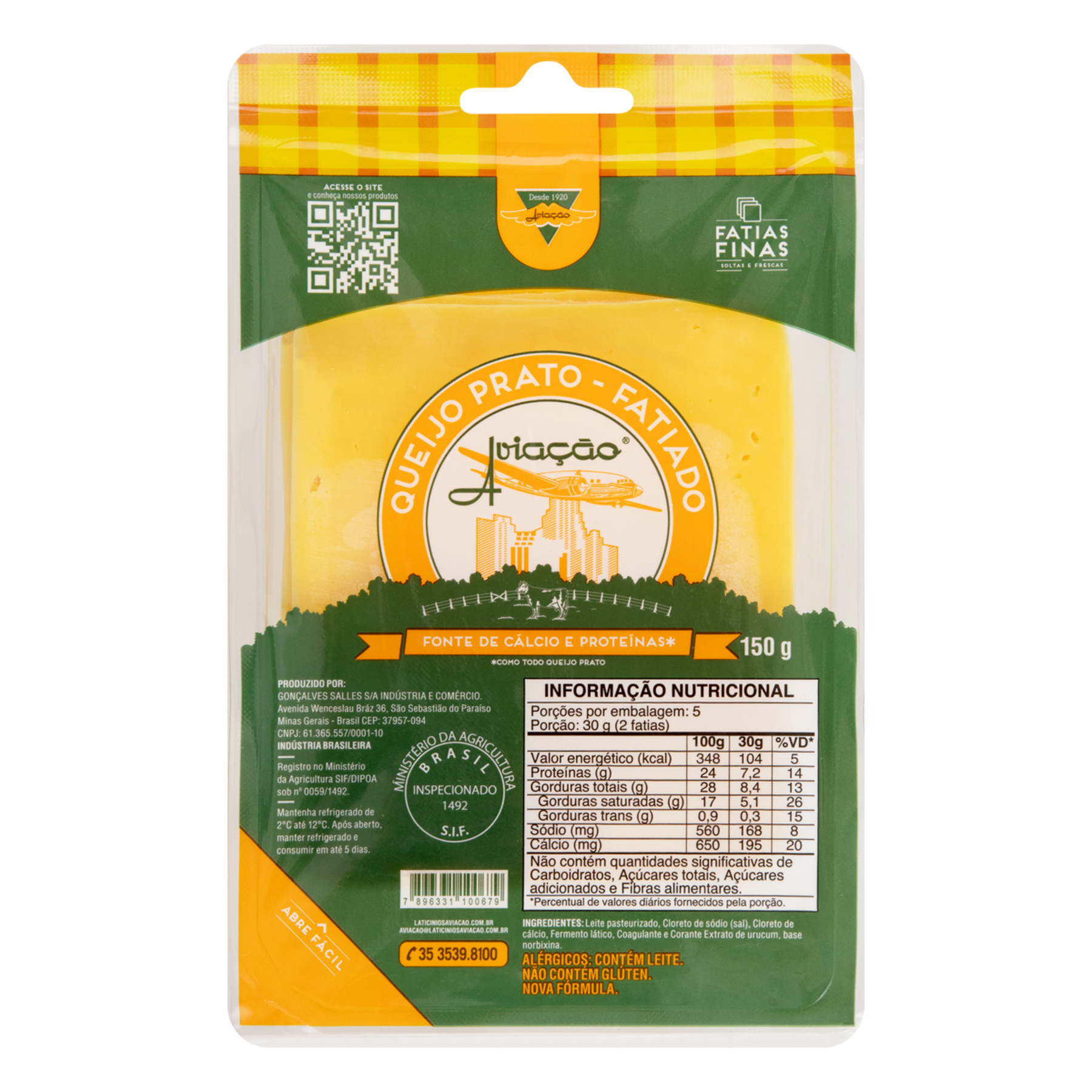 Queijo Prato Fatiado Avia&ccedil;&atilde;o 150g